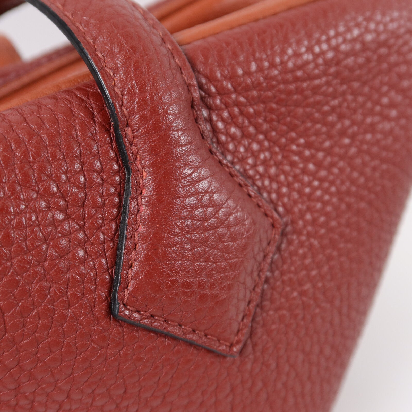 HERMES Clemence皮革Victolia 35手挽袋Rouge H/Brique