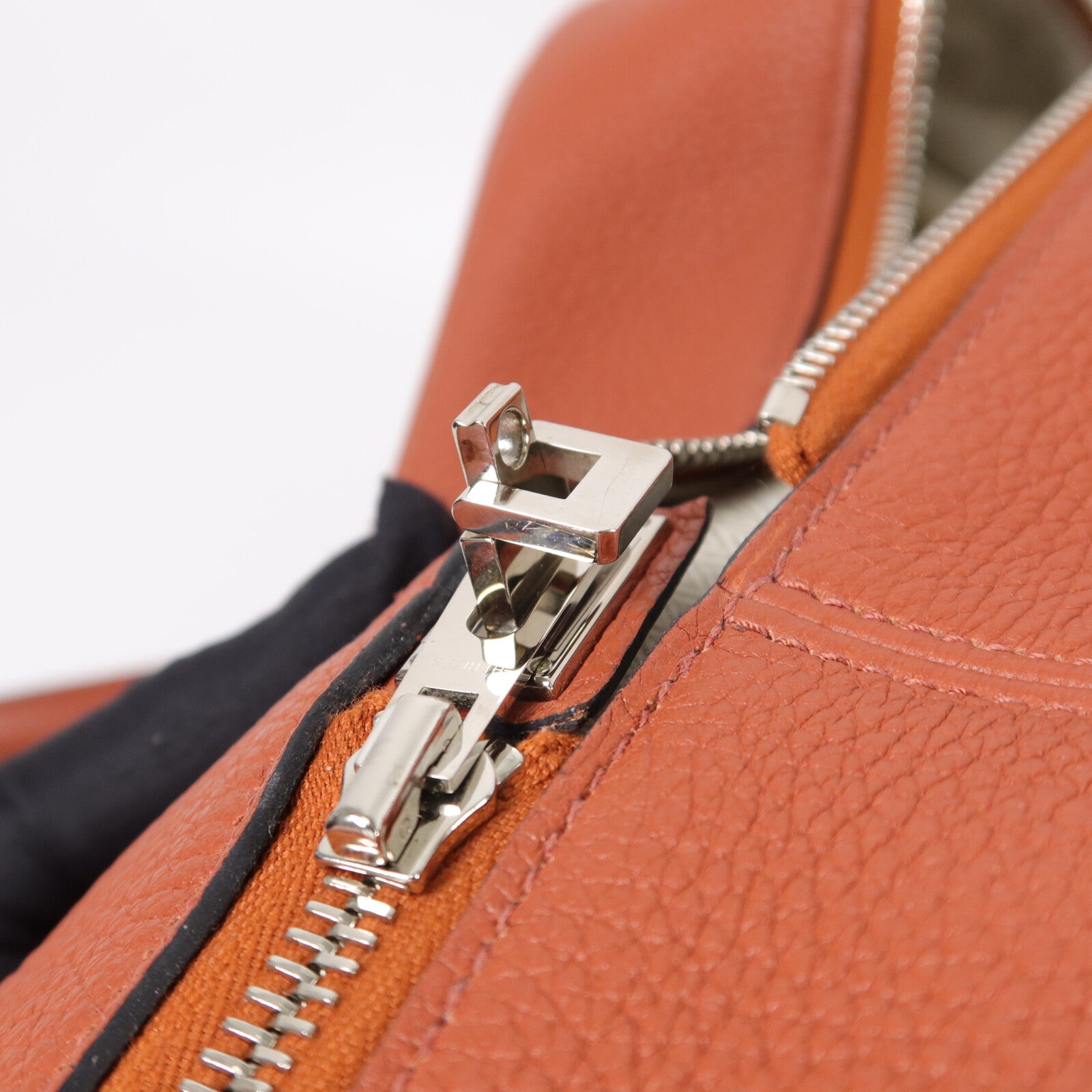 HERMES Clemence皮革Victolia 35手挽袋Rouge H/Brique