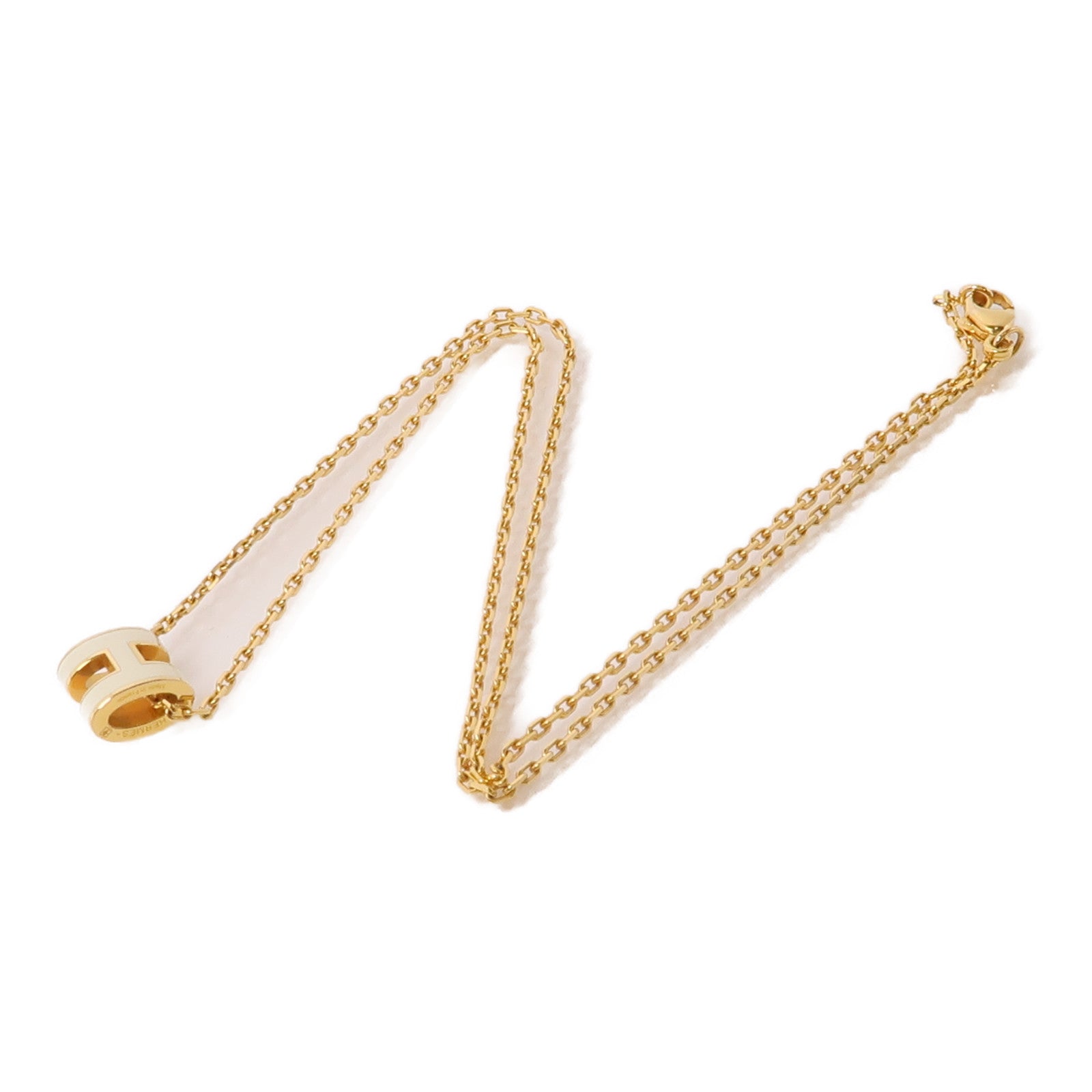 HERMES 金屬Mini Pop H Necklace項鍊金色/白色