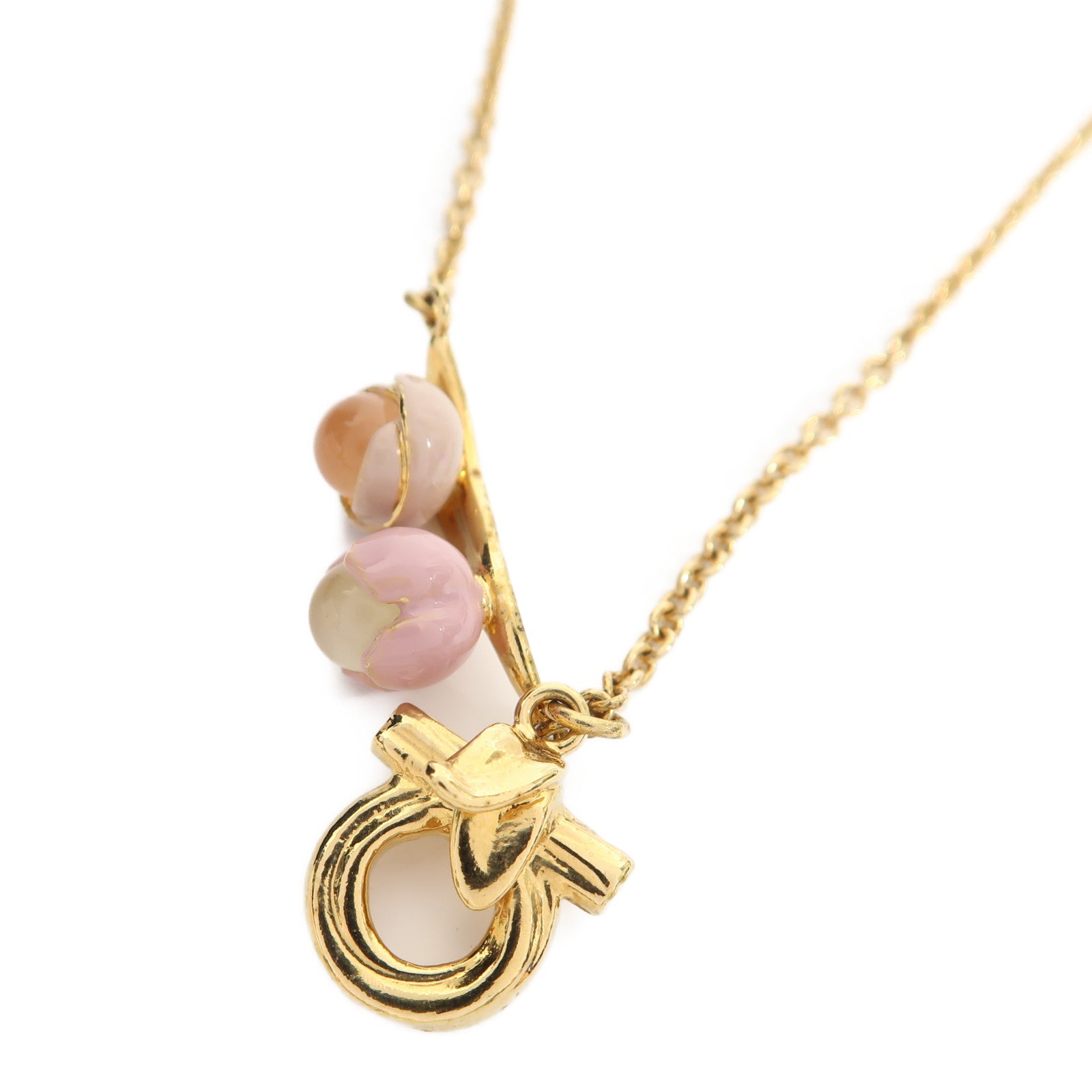 Salvatore Ferragamo 金屬Necklace項鍊金色/粉紅色