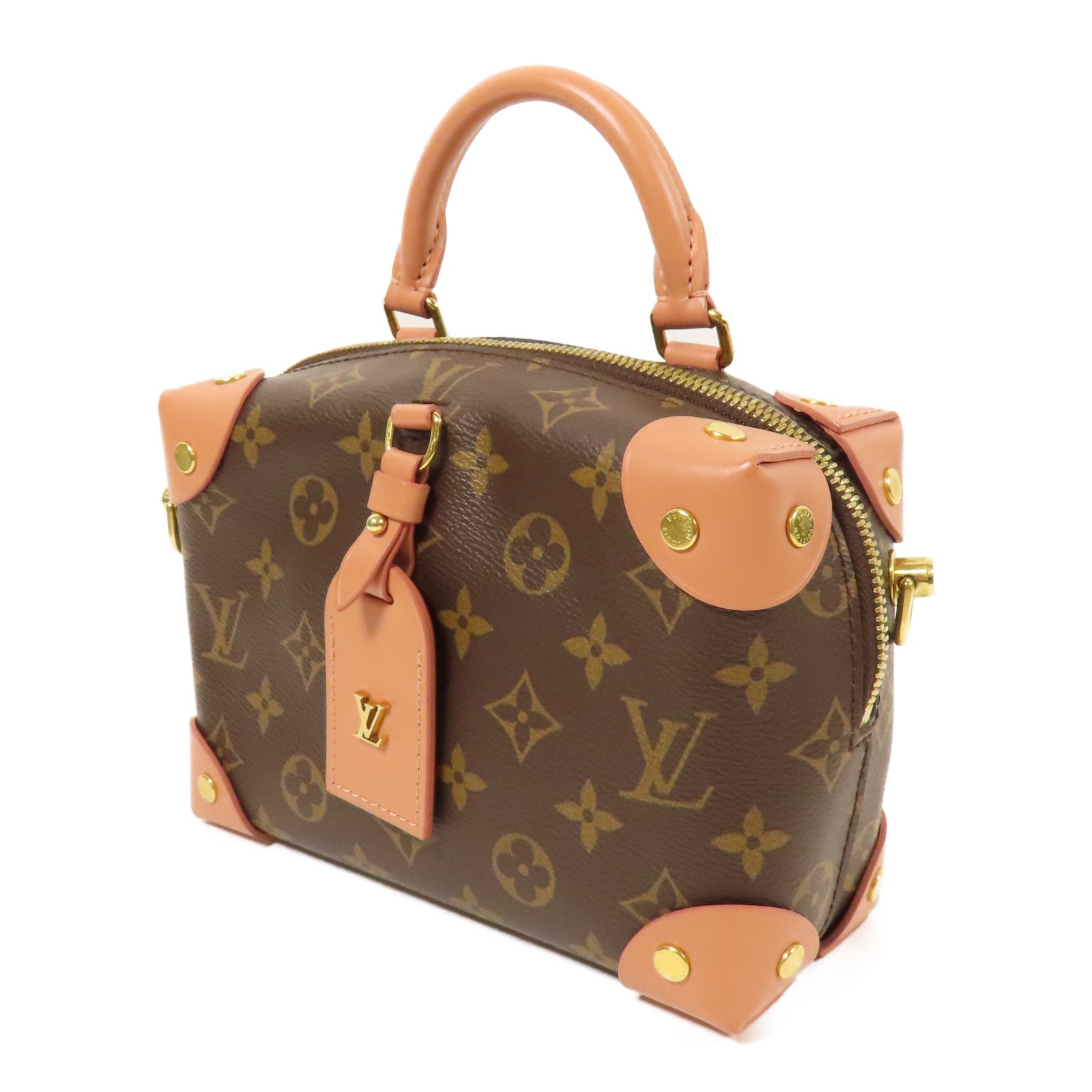 LOUIS VUITTON LV GHW Petite Malle Souple 2 Way Bag M45531 Monogram Brown Pink