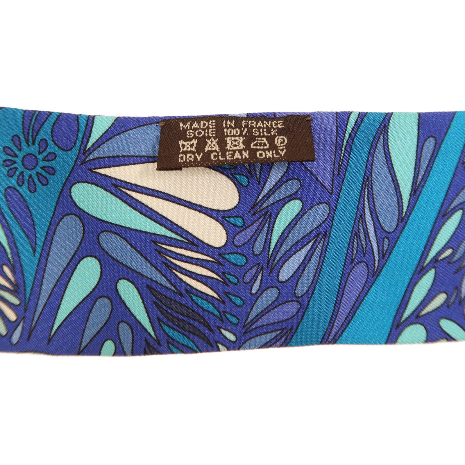 HERMES 絲質Twilly絲巾藍色