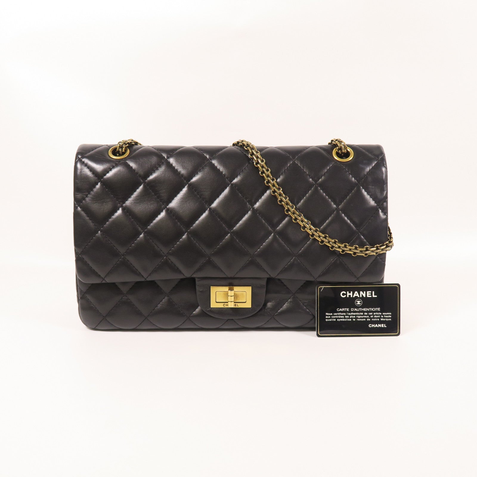 CHANEL 羊皮皮革2.55金扣鏈帶肩背袋