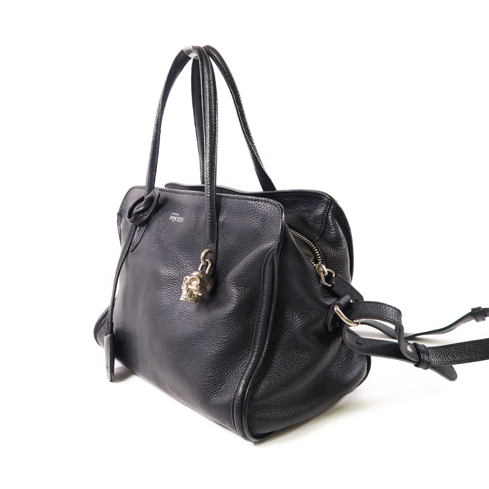 Alexander McQueen 牛皮皮革Skull Padlock 2 Way Bag銀扣手挽肩背兩用袋
