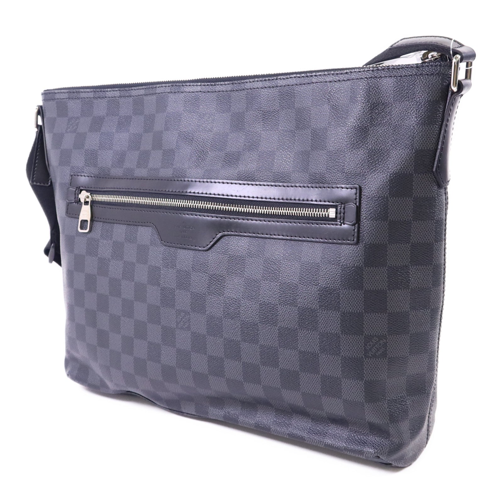 LOUIS VUITTON Damier Graphite Mick MM銀扣肩背袋N41106