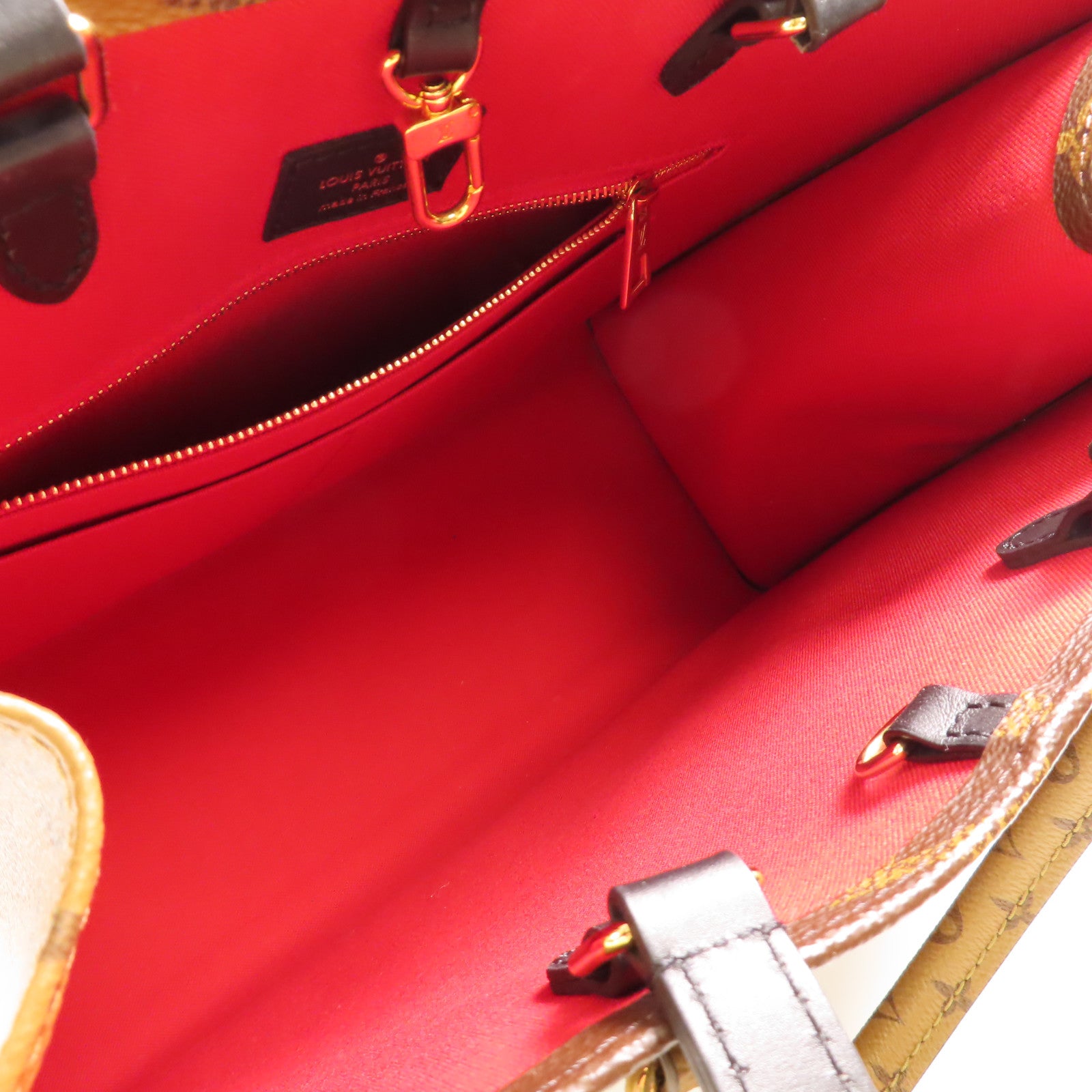 LOUIS VUITTON Monogram Giant OnTheGo MM金扣手挽肩背兩用袋棕色