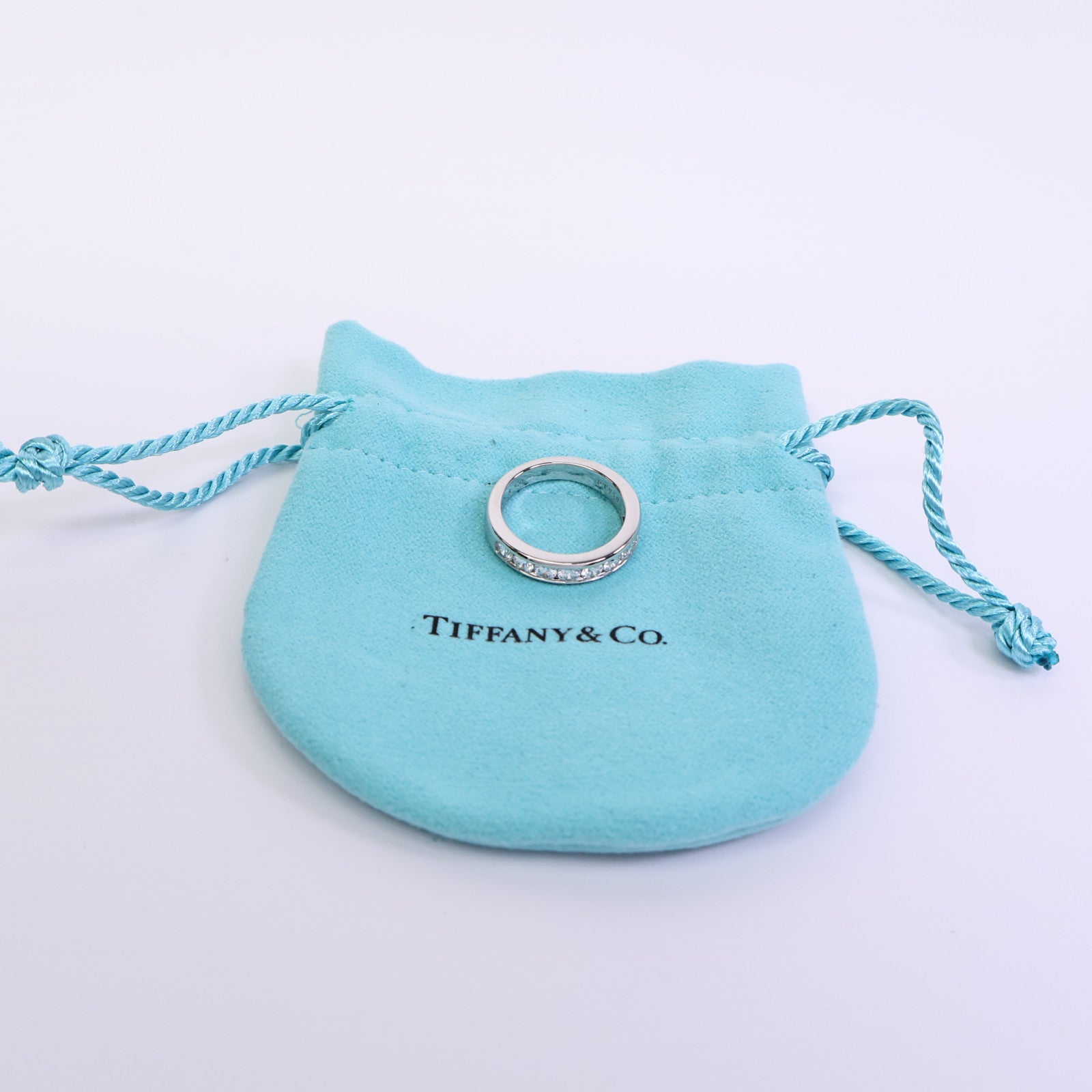 TIFFANY＆CO PT950白金Setting Wedding Band Diamond Half鑽石戒指