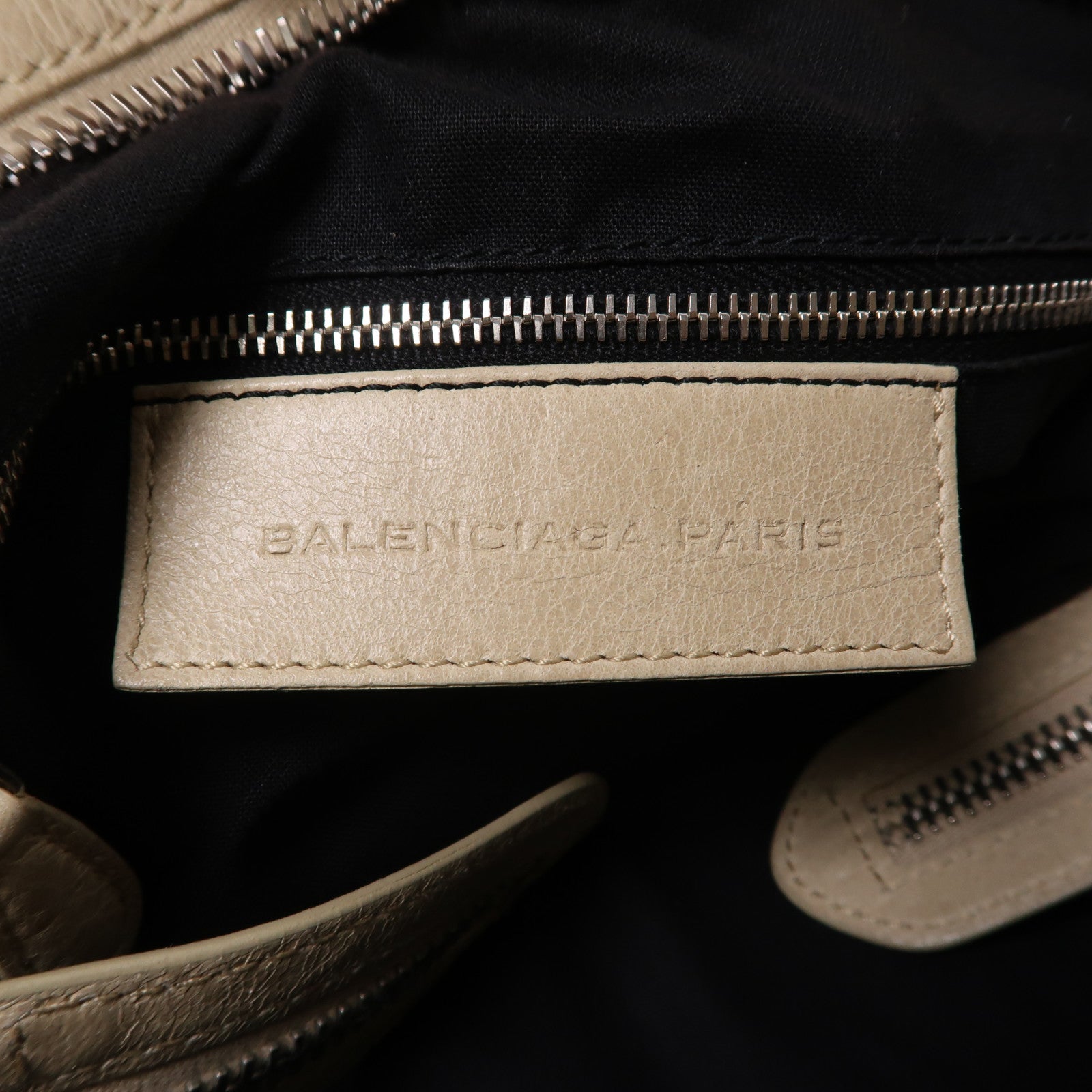 BALENCIAGA 牛皮皮革Giant City銀扣手挽肩背兩用袋米色