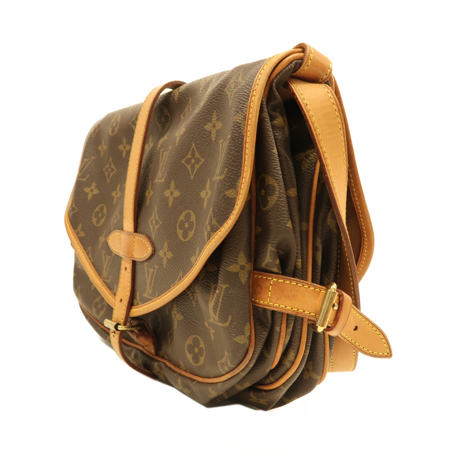 LOUIS VUITTON Monogram Saumur 30金扣肩背袋啡色