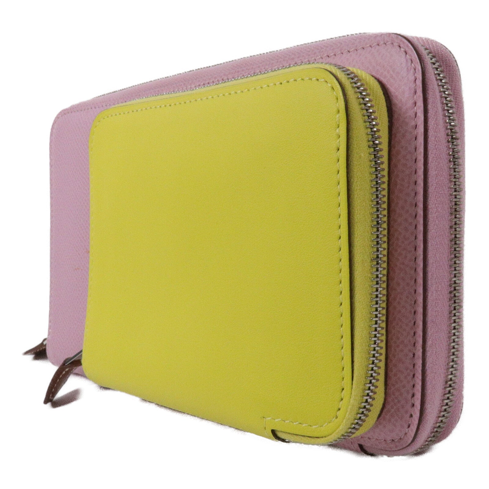 HERMES Swift皮革/Epsom皮革Nouveau To Go肩背袋Mauve Sylvestre/Lime