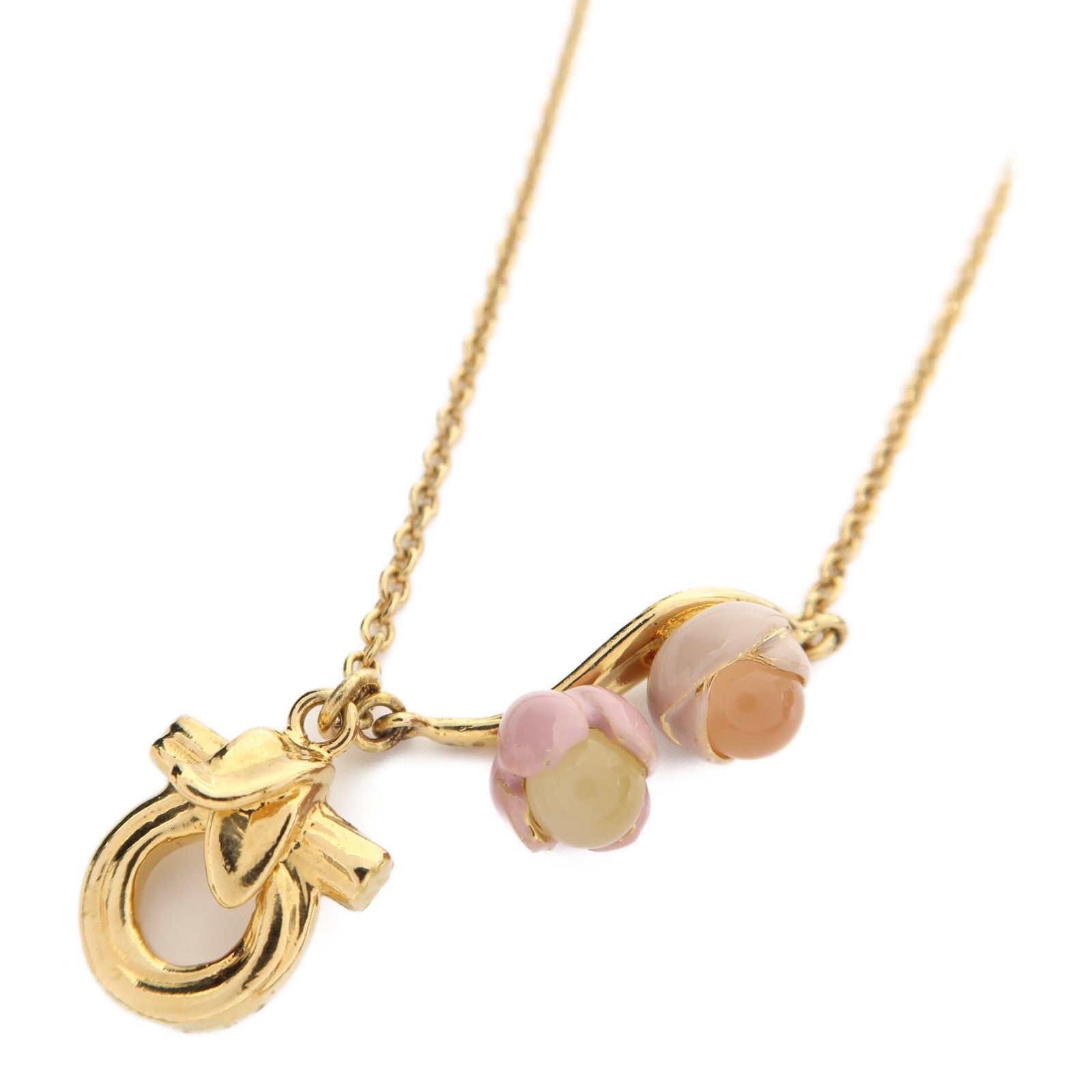 Salvatore Ferragamo 金屬Necklace項鍊金色/粉紅色