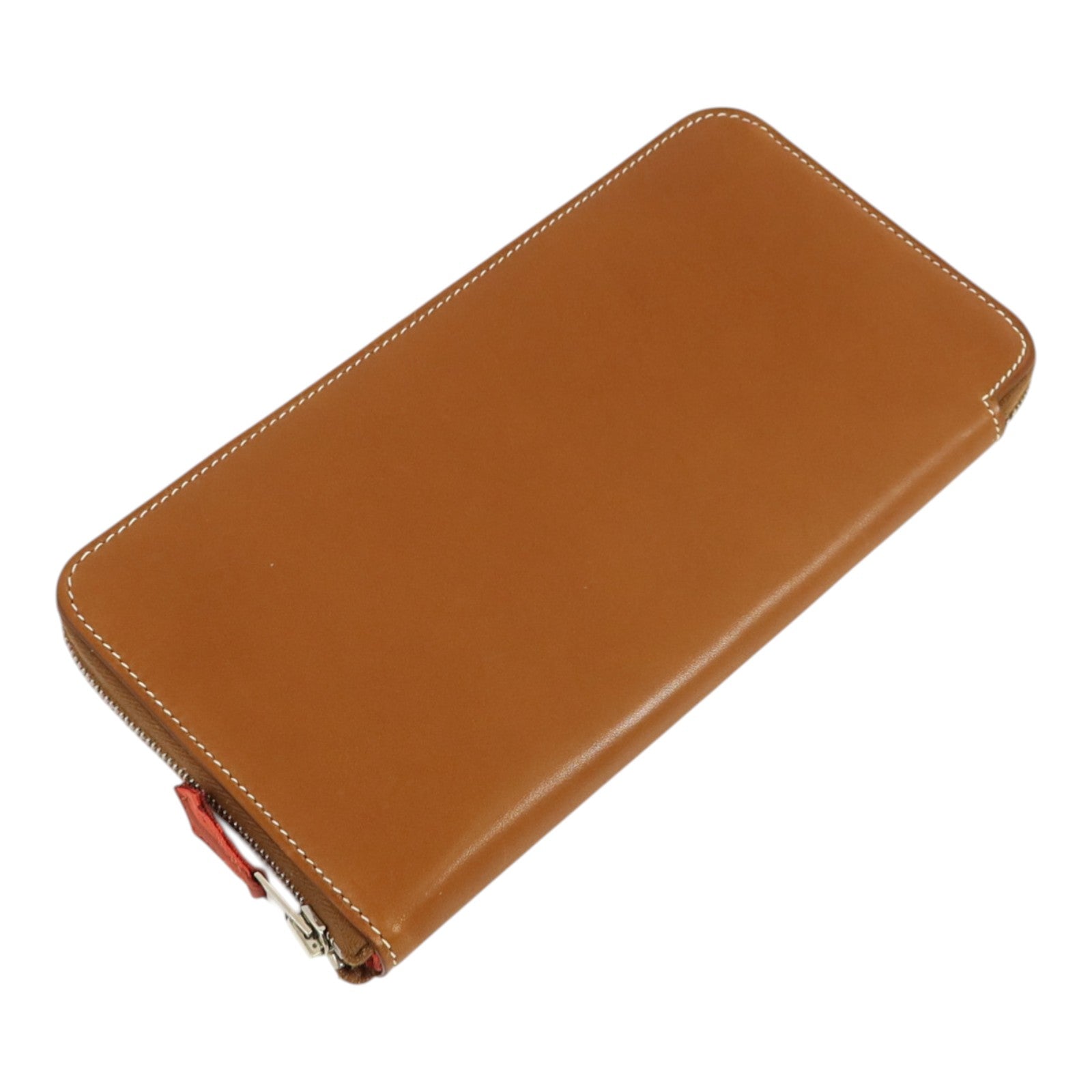 HERMES Barenia皮革Silk In Wallet銀扣長錢包Fauve