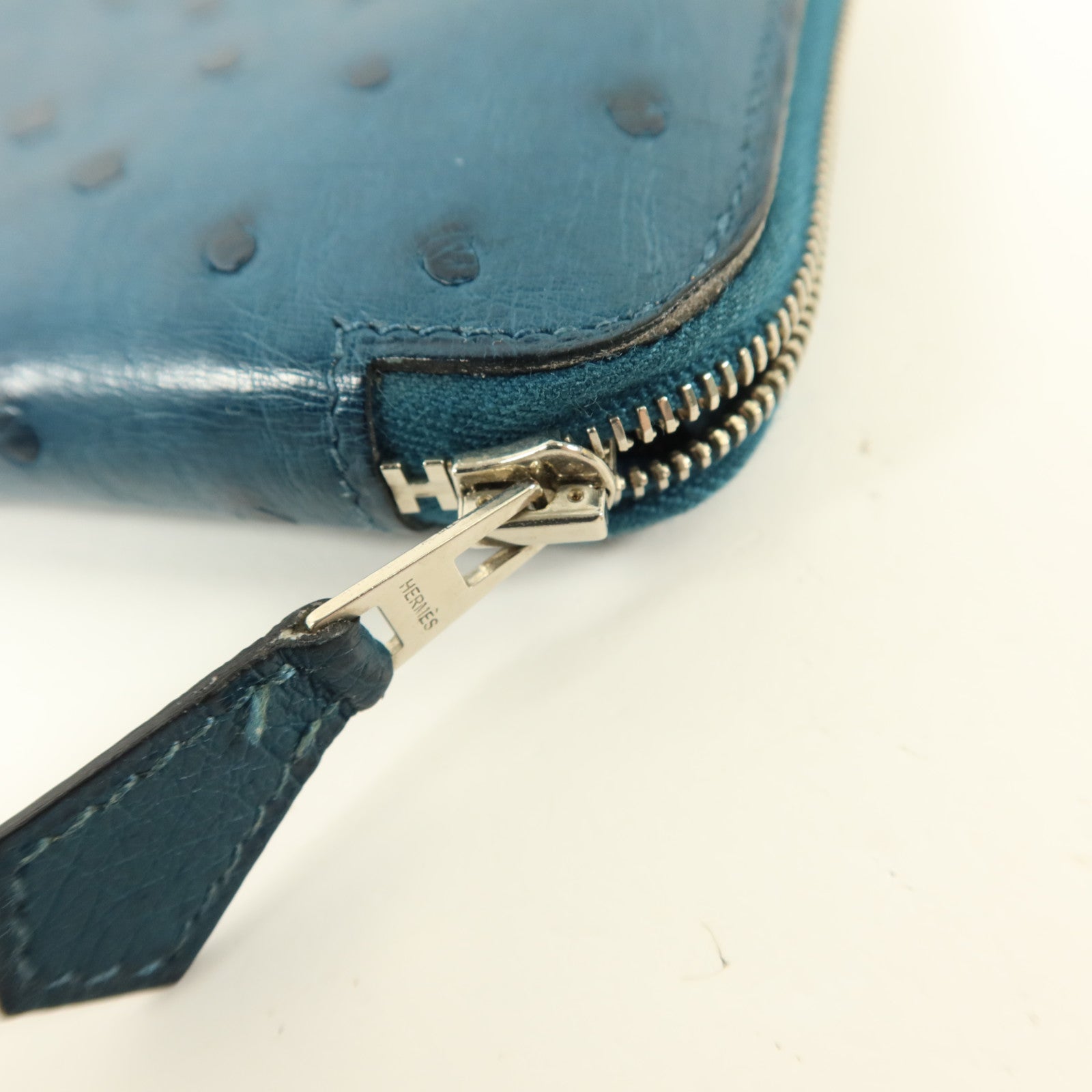 HERMES Ostrich皮革Azap Wallet長錢包Cobalt