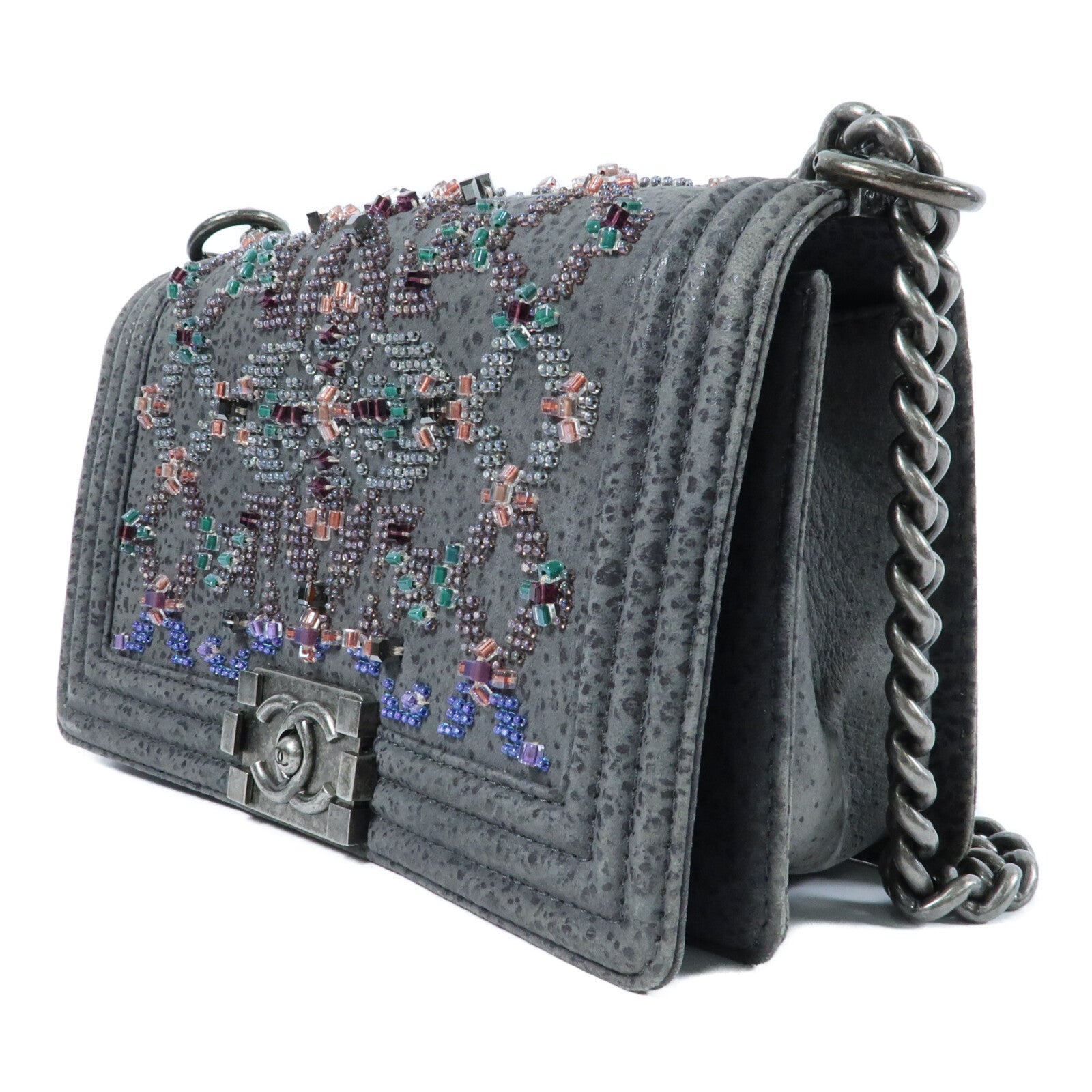 CHANEL Textured Suede Boy 25鏈帶肩背袋