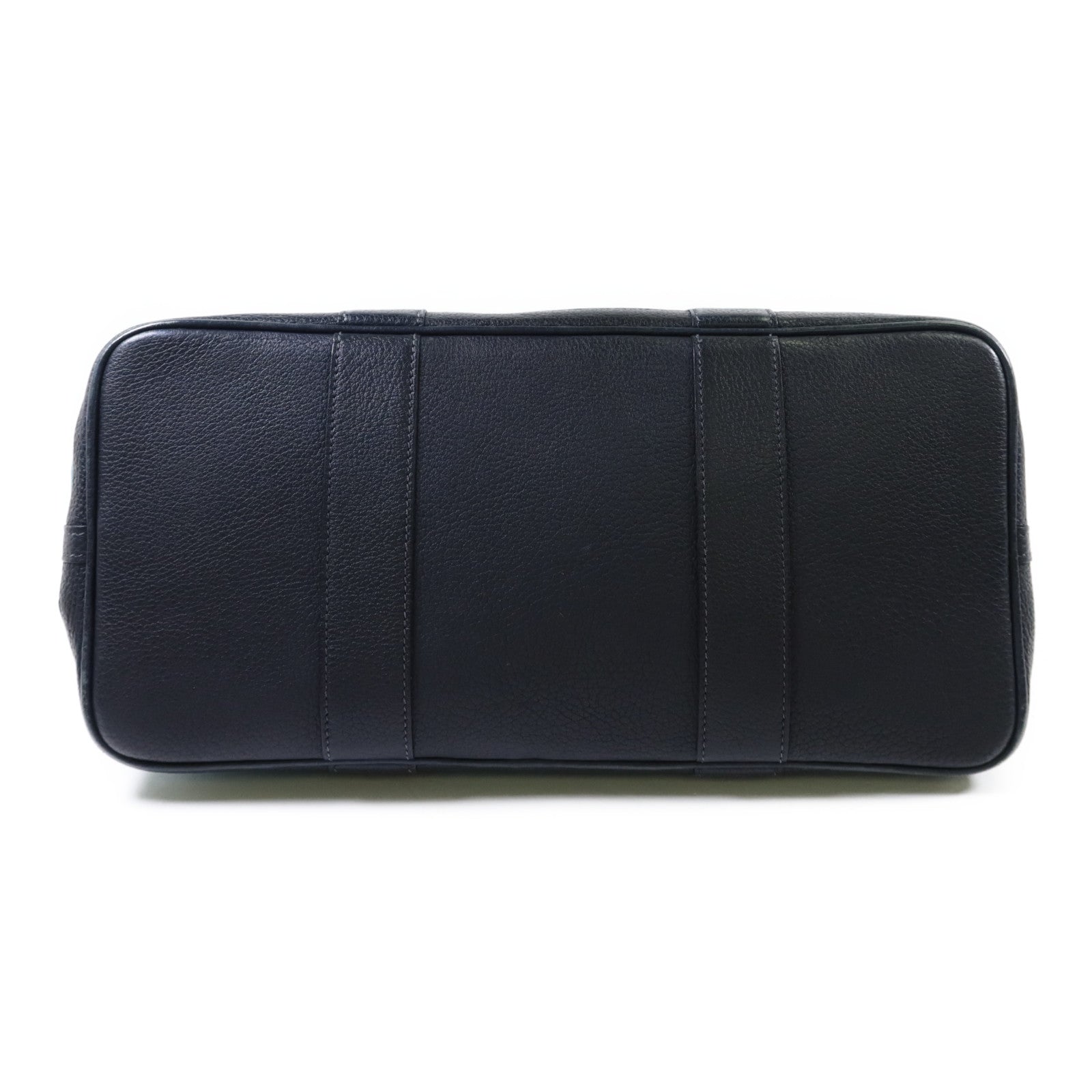 HERMES 帆布Garden Party PM銀扣手挽袋Bleu Paon
