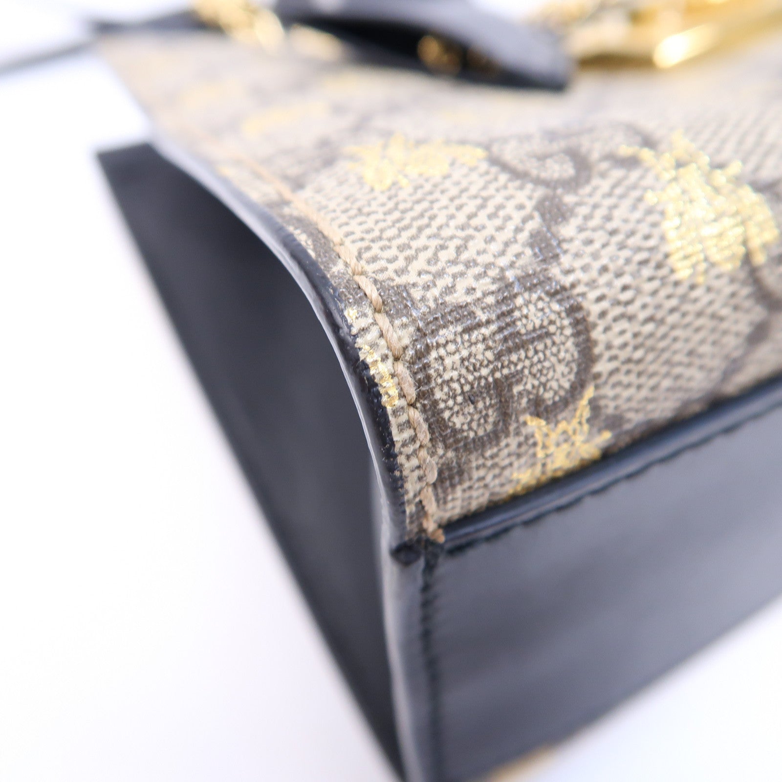 GUCCI 塗層帆布Padlock Bee金扣肩背袋啡色