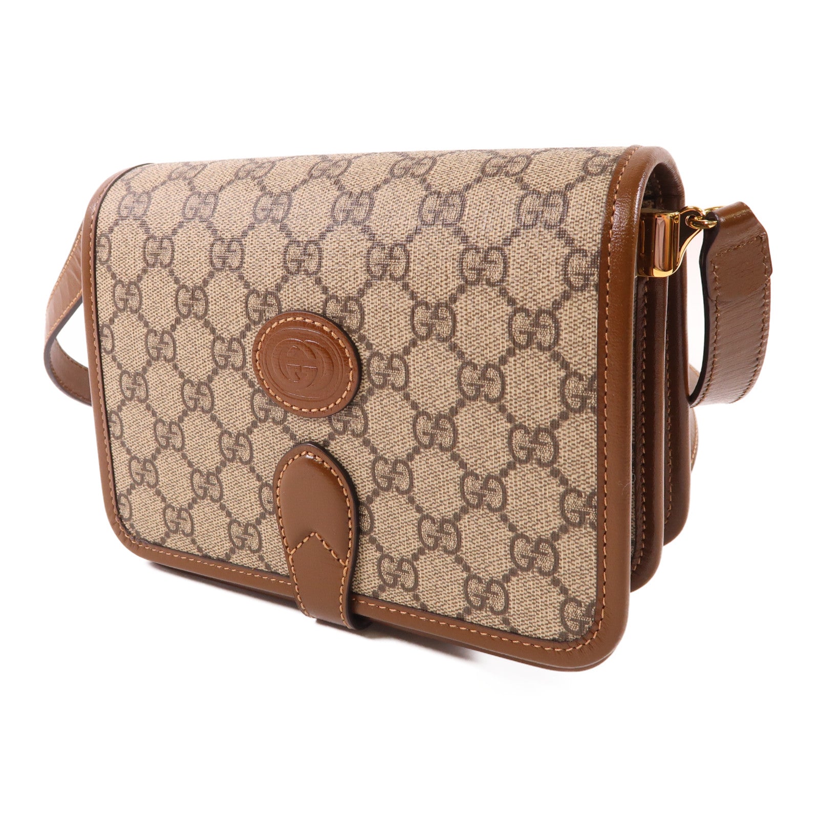 GUCCI 【激減優惠】塗層帆布GG Retro Shoulder Bag金扣肩背袋