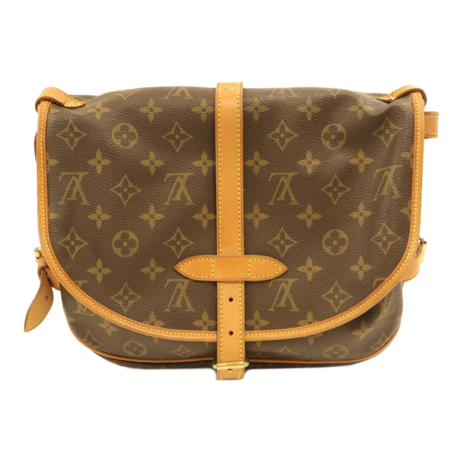 LOUIS VUITTON Monogram Saumur 30金扣肩背袋啡色