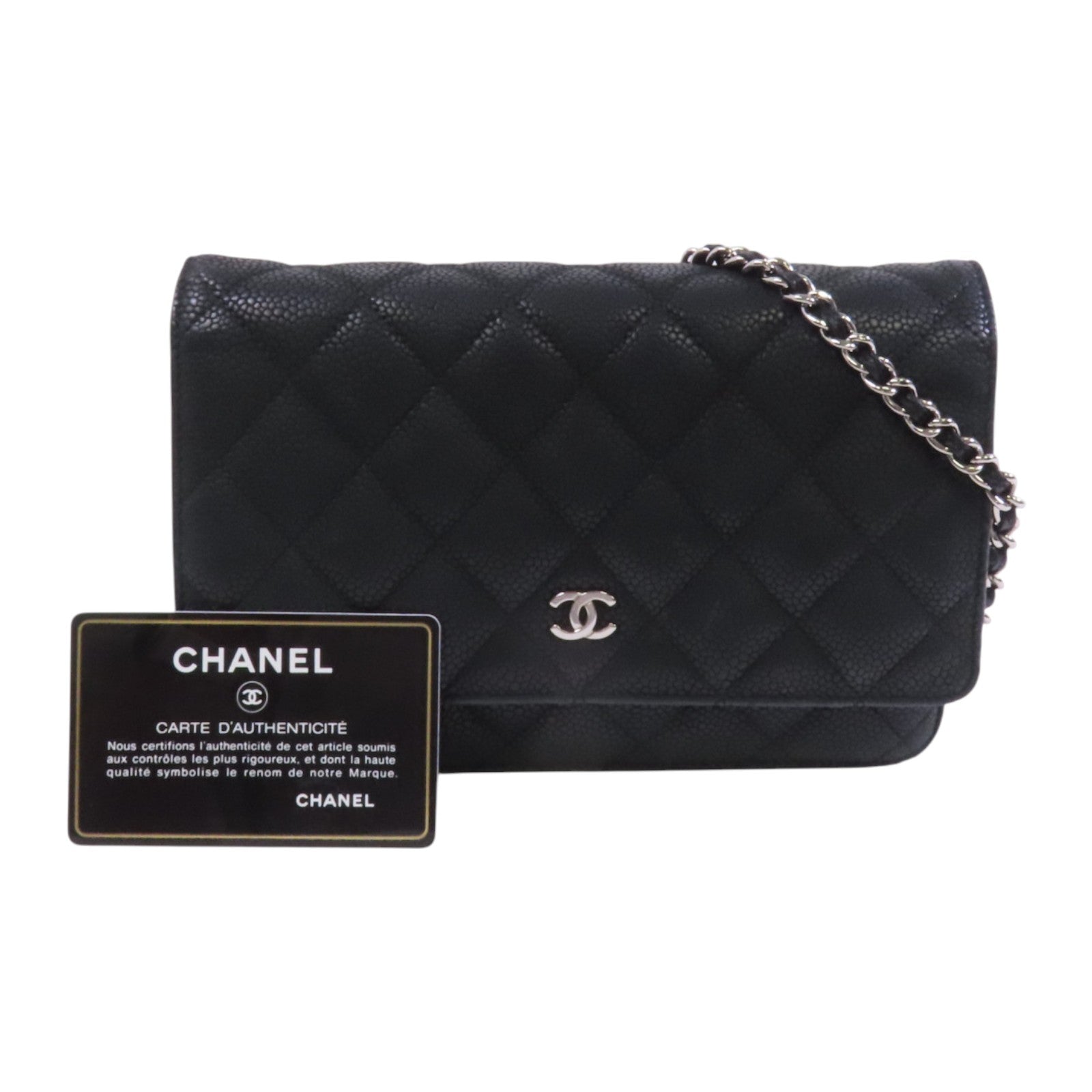 CHANEL 牛皮皮革WOC Wallet On Chain銀扣鏈帶肩背袋