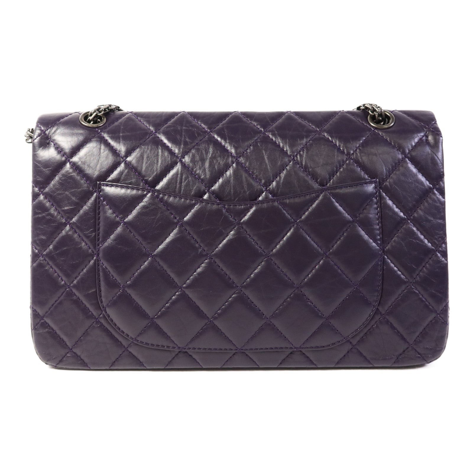 CHANEL 牛皮皮革2.55 Jumbo銀扣鏈帶肩背袋