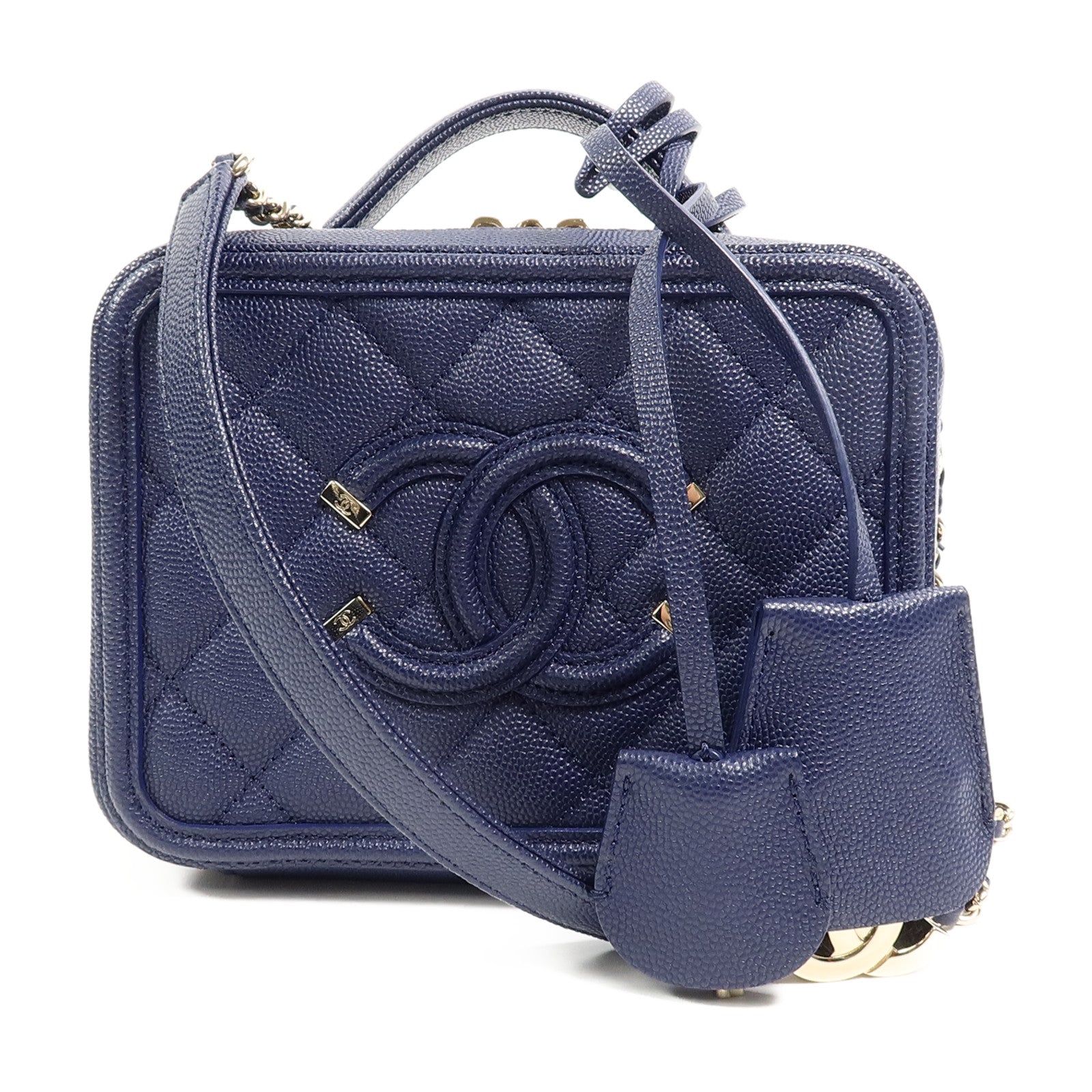 CHANEL 牛皮皮革CC Filigree Vanity Case手挽肩背兩用袋