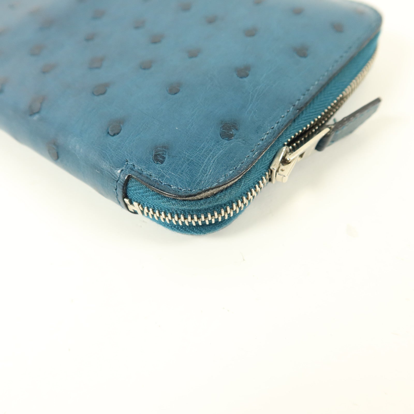 HERMES Ostrich皮革Azap Wallet長錢包Cobalt