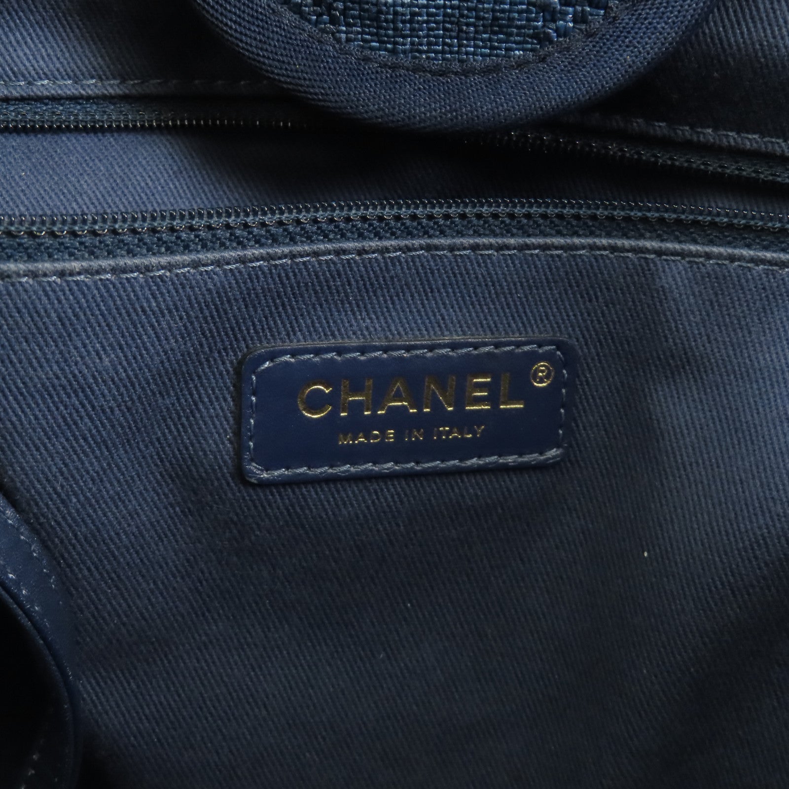 CHANEL 帆布Deauville Tote Bag金扣手挽肩背兩用袋