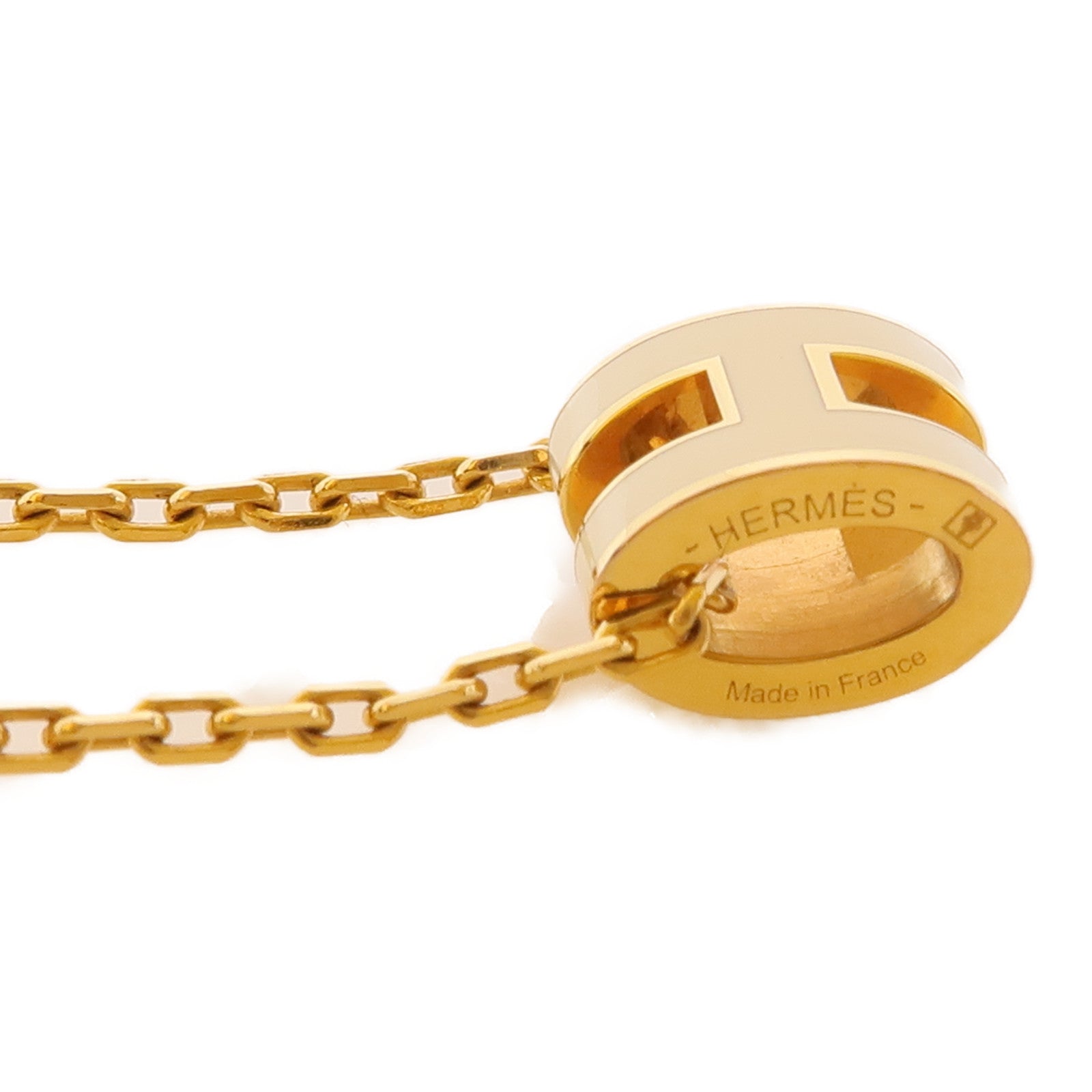 HERMES 金屬Mini Pop H Necklace項鍊金色/白色