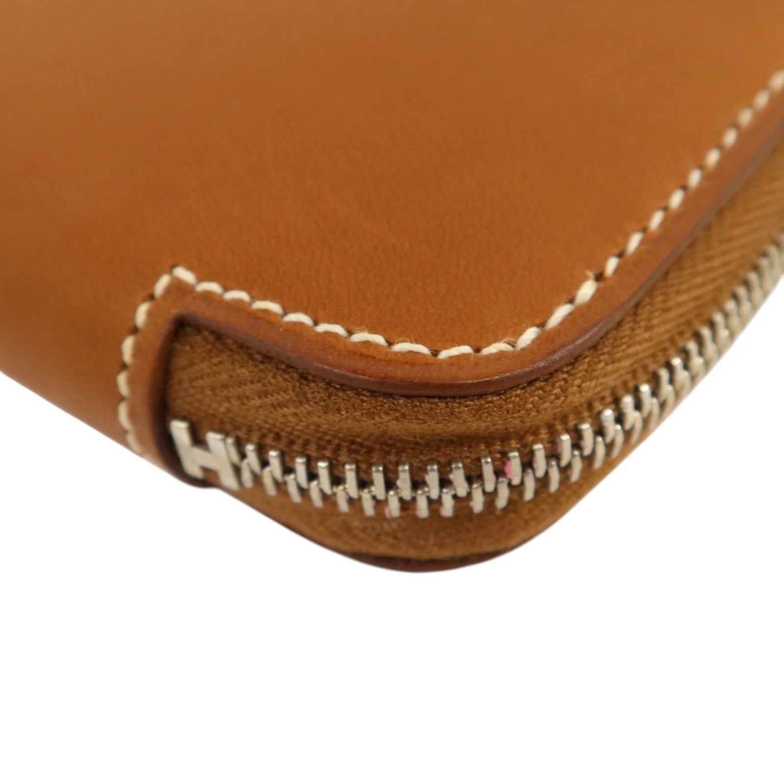HERMES Barenia皮革Silk In Wallet銀扣長錢包Fauve