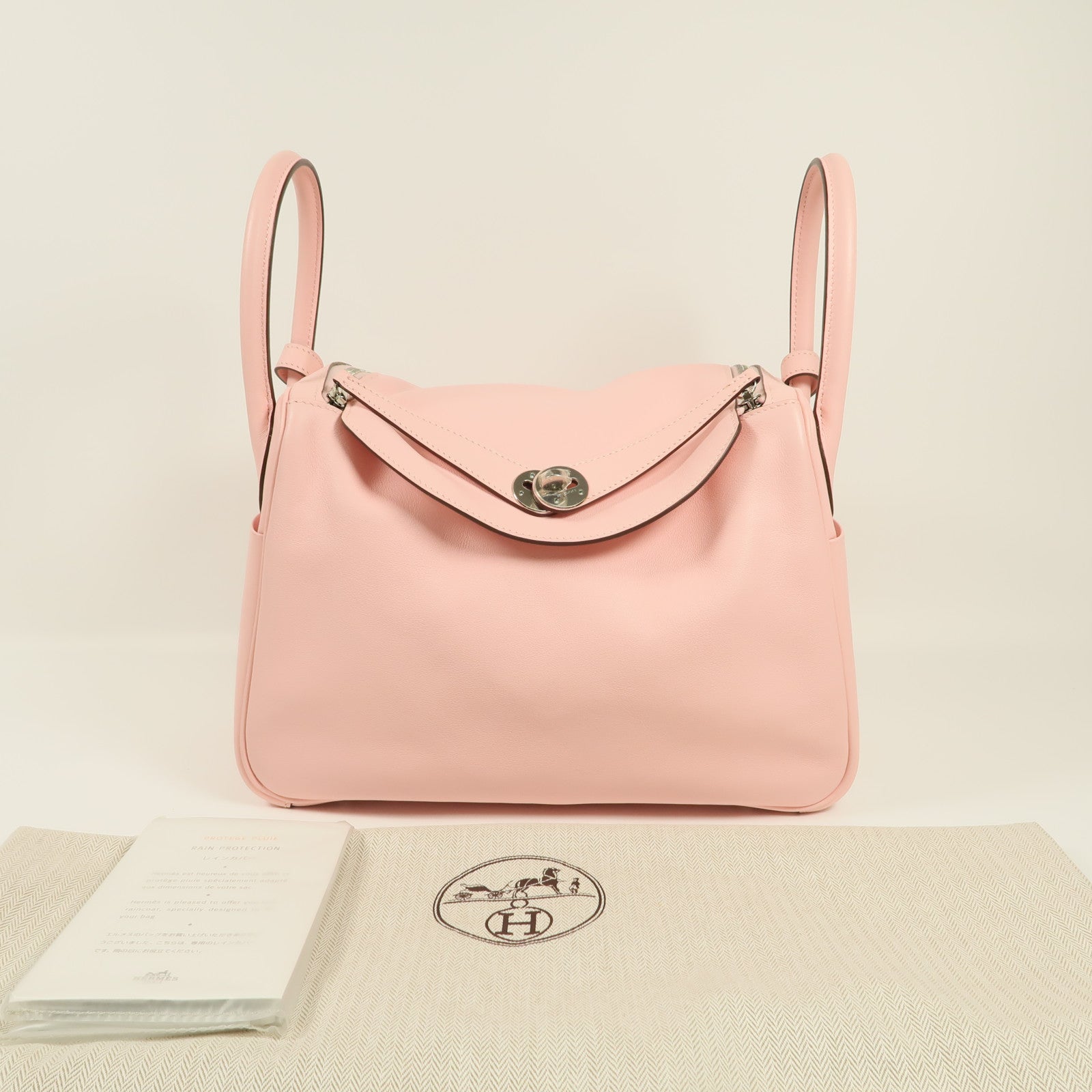 HERMES Swift皮革Lindy 30銀扣手挽肩背兩用袋Rose Sakura