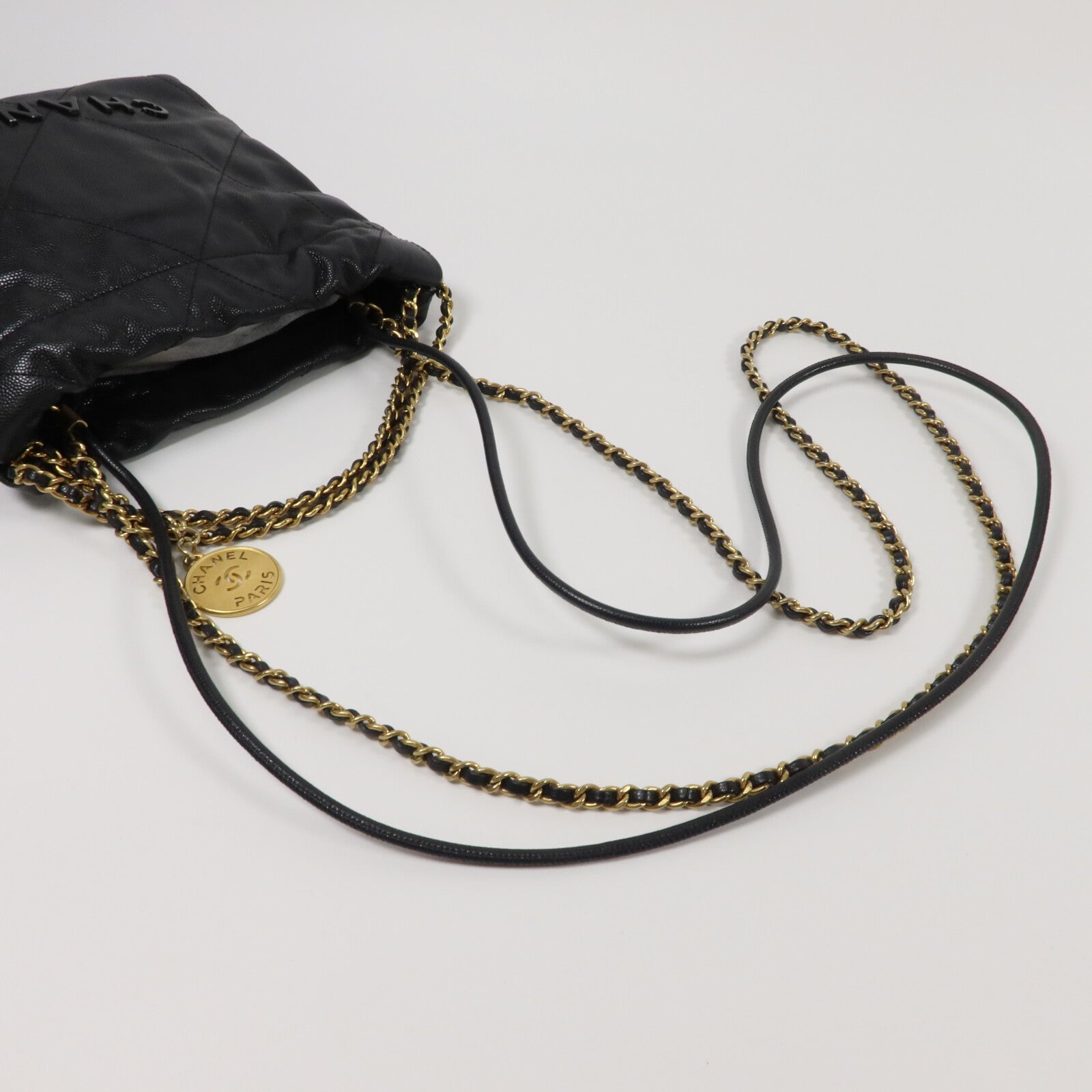 CHANEL 牛皮皮革Chanel 22 Mini鏈帶肩背袋