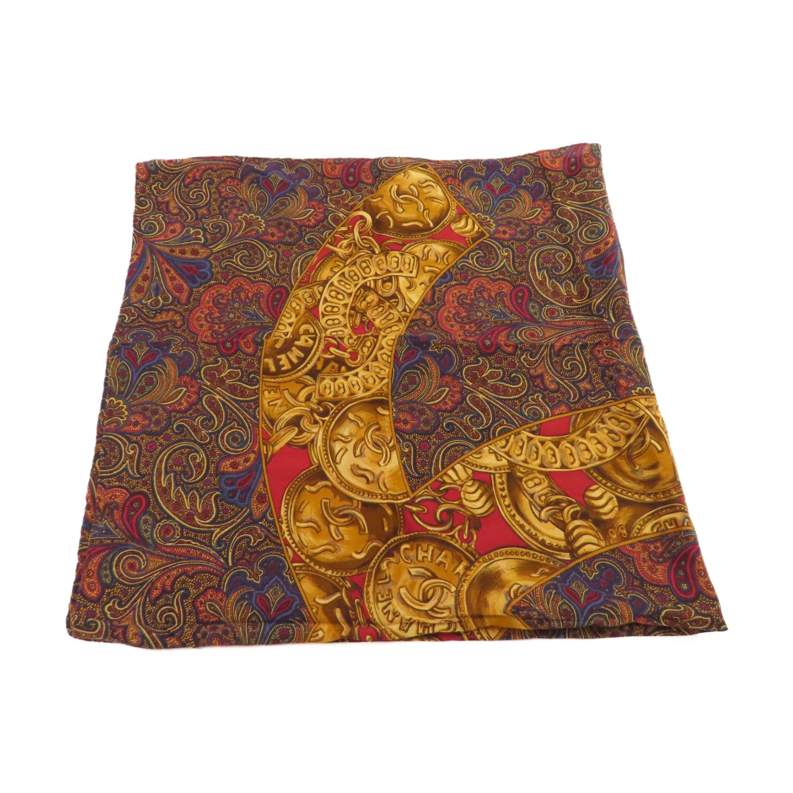 CHANEL 絲質Scarf絲巾啡色/酒紅色/彩色