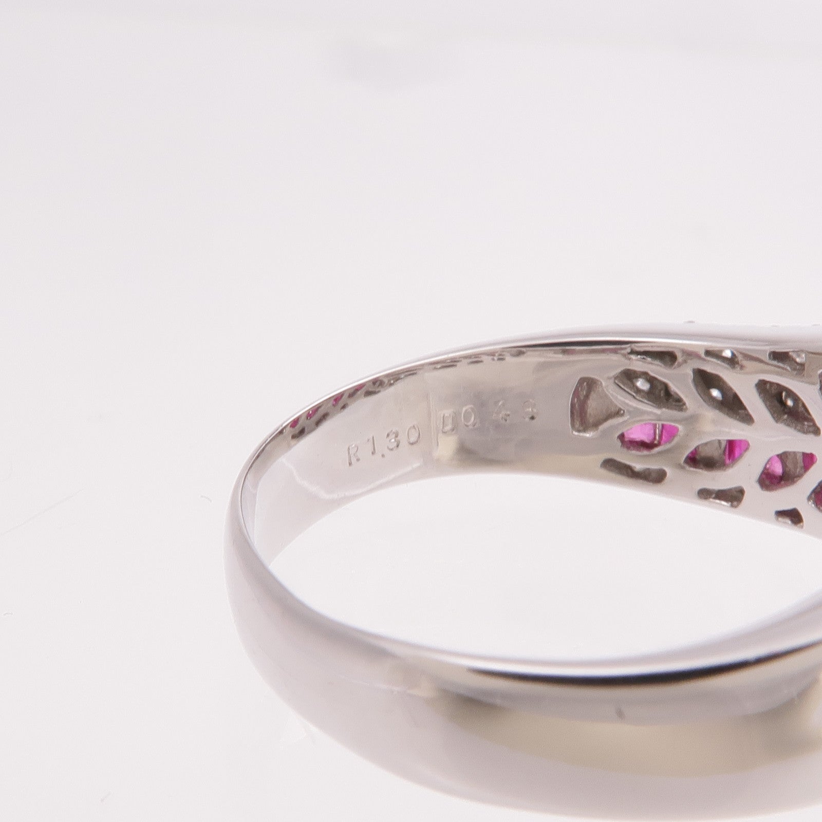 JEWELRY 18K白金Ruby Diamond Ring紅寶石/鑽石戒指US#9