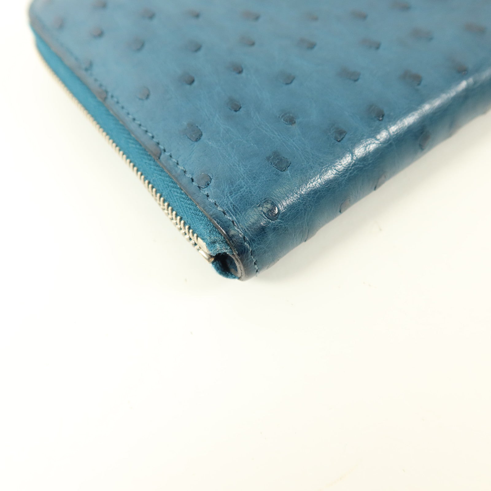HERMES Ostrich皮革Azap Wallet長錢包Cobalt