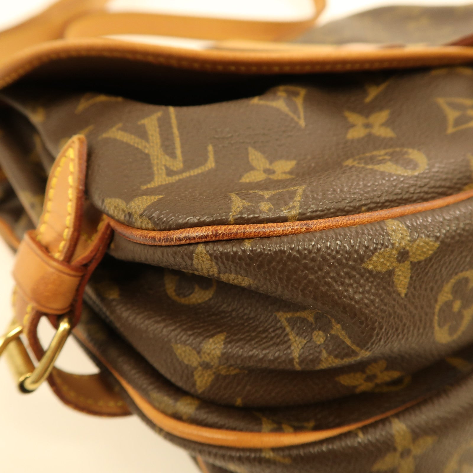 LOUIS VUITTON Monogram Saumur 30金扣肩背袋啡色