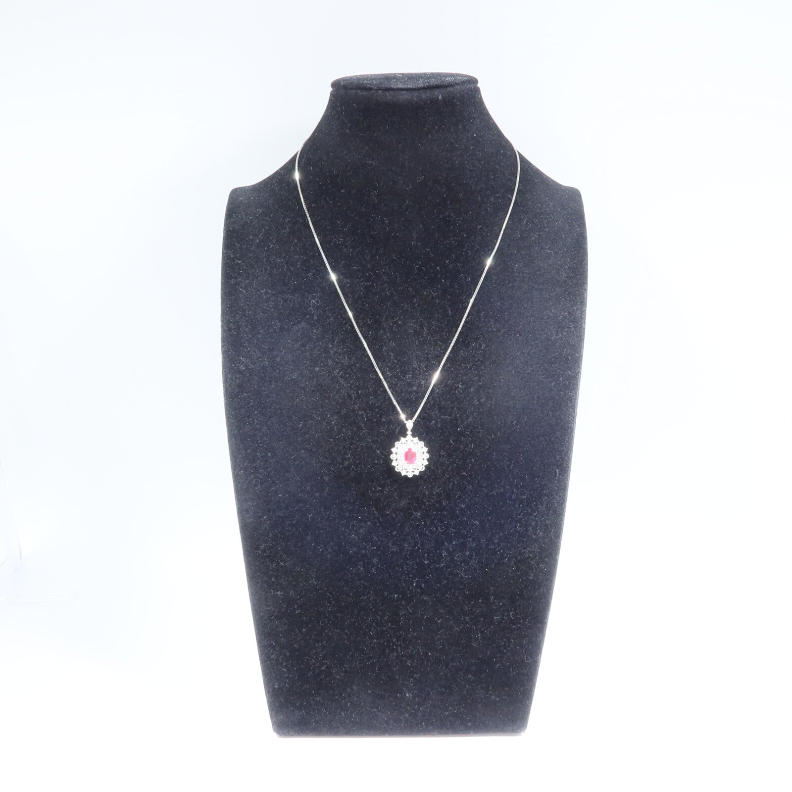 JEWELRY PT900/PT850鉑金Ruby Diamond Necklace紅寶石/鑽石項鍊