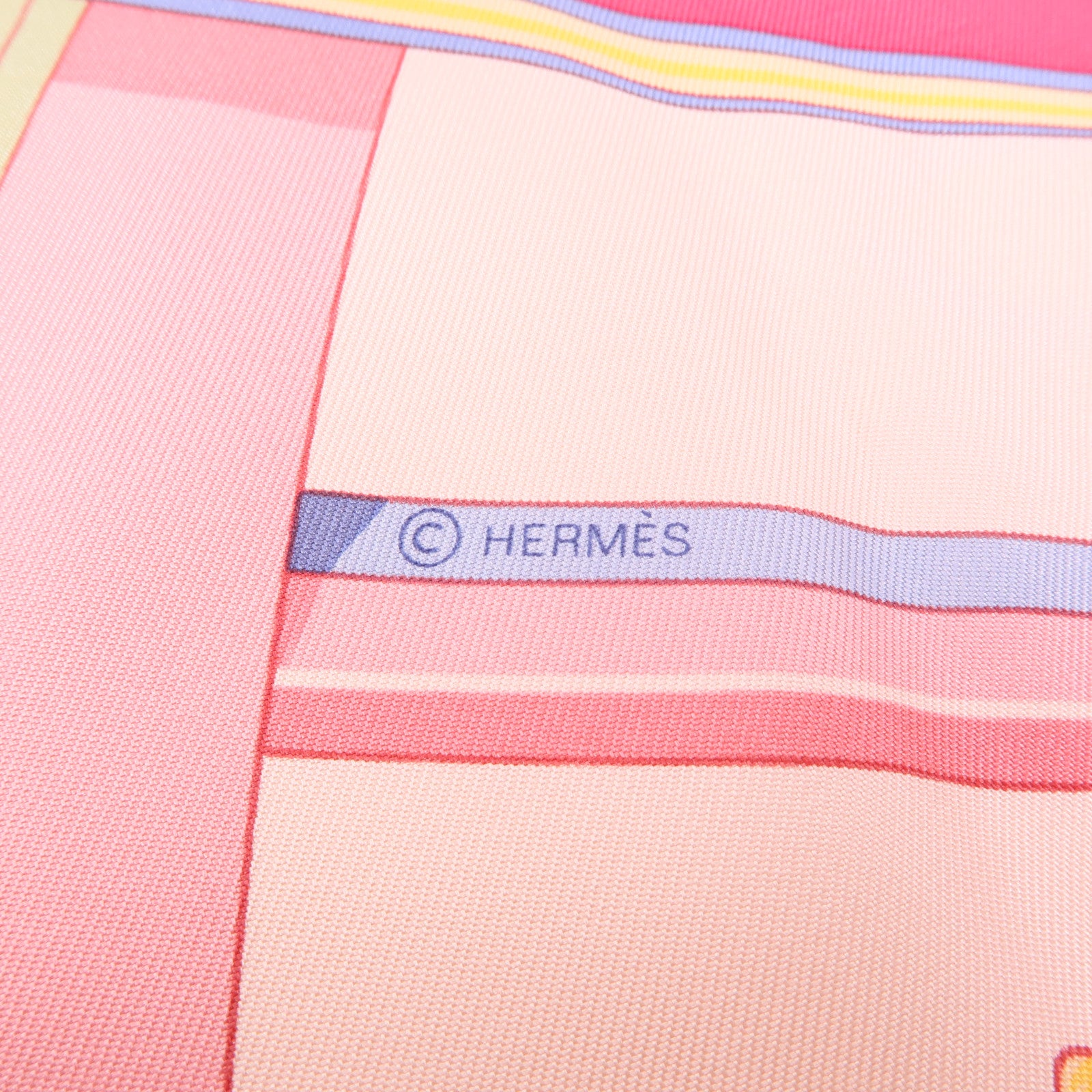HERMES Scarf Scarves Silk Pink Blue Red