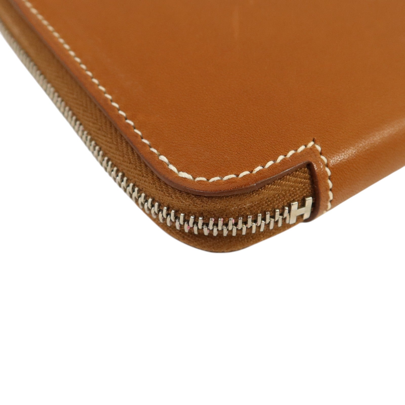 HERMES Barenia皮革Silk In Wallet銀扣長錢包Fauve