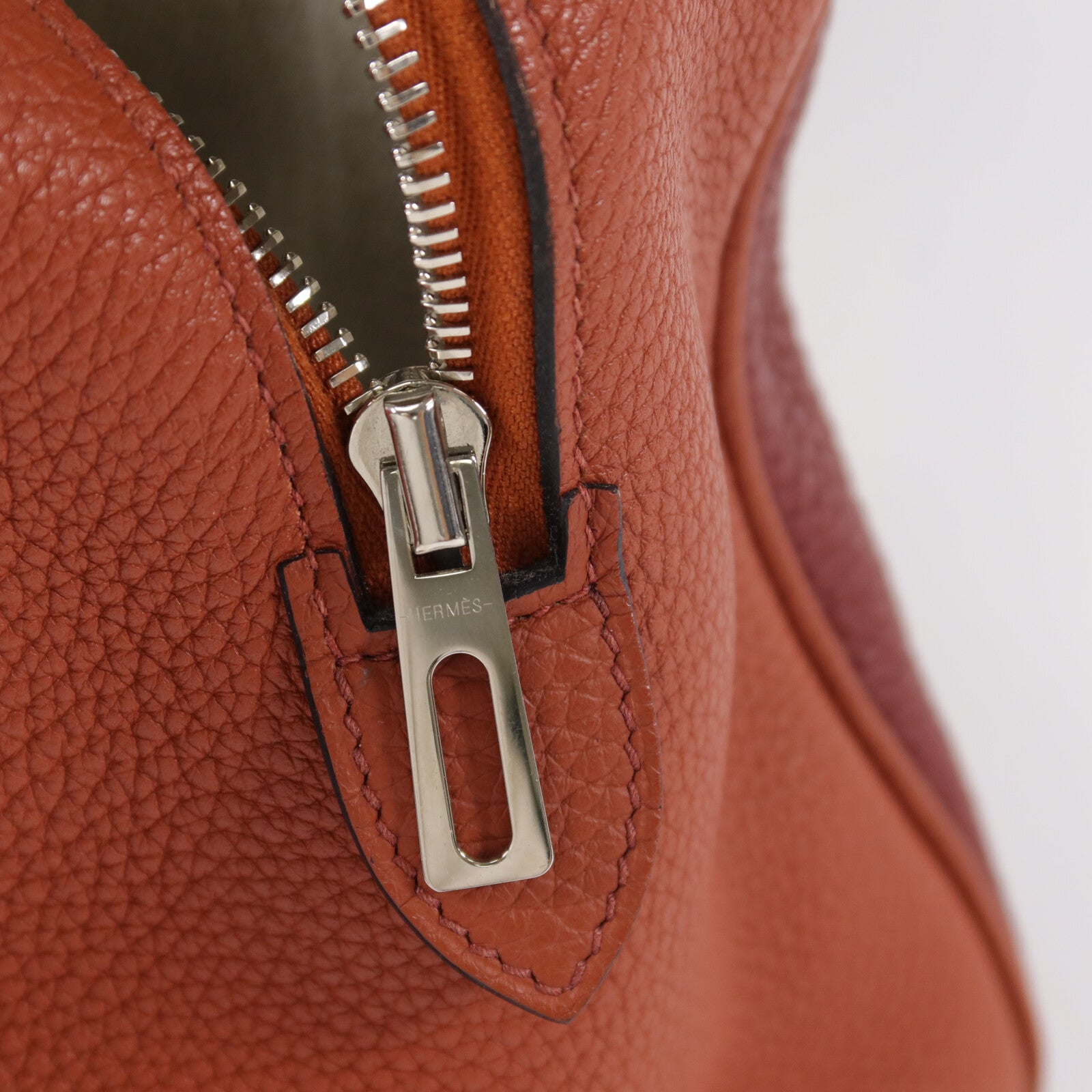 HERMES Clemence皮革Victolia 35手挽袋Rouge H/Brique