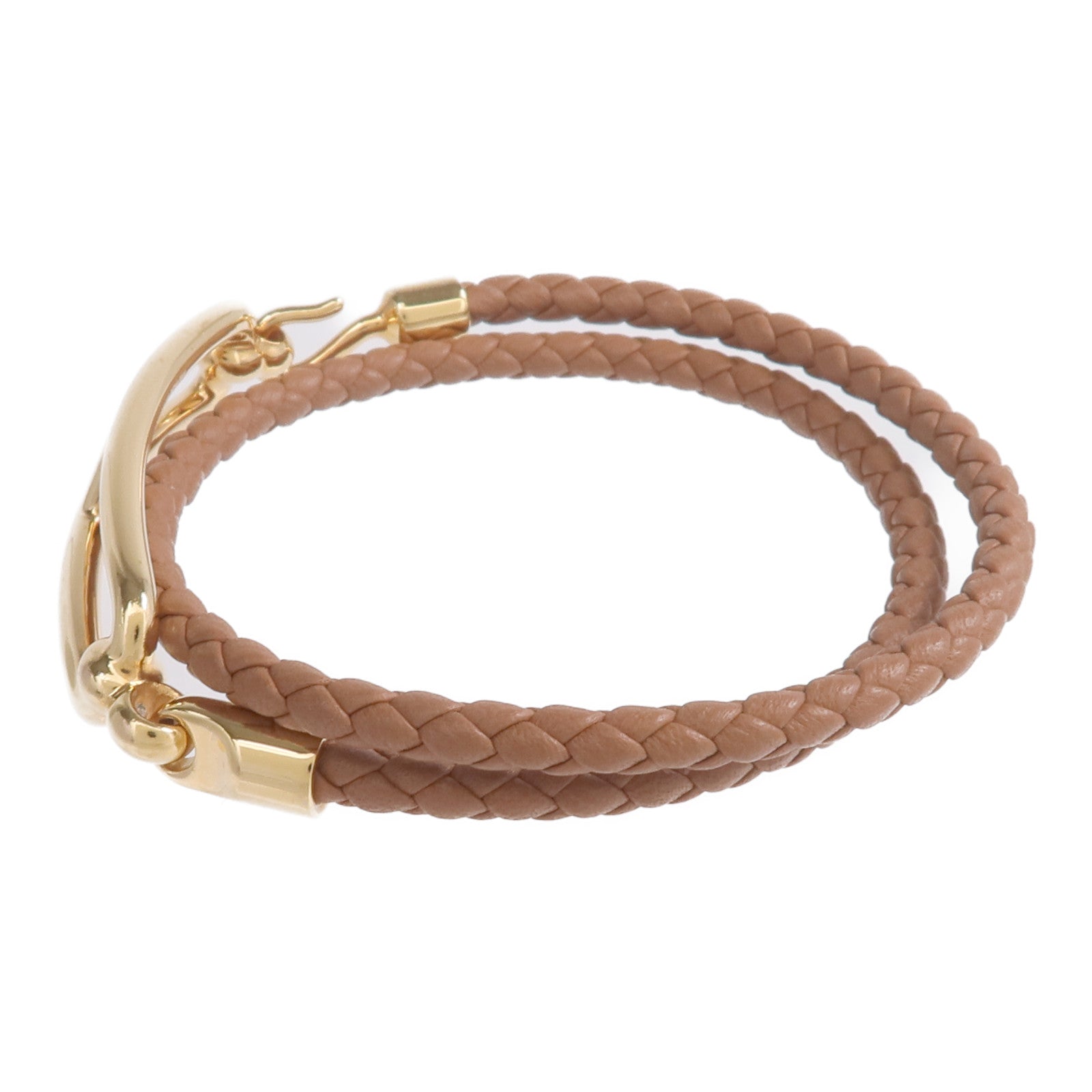 HERMES Swift皮革Roulis Double Tour Bracelet金扣手鏈Gold
