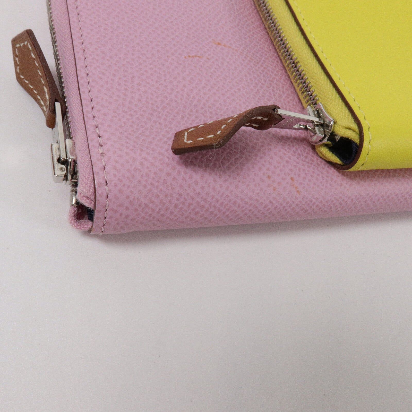 HERMES Swift皮革/Epsom皮革Nouveau To Go肩背袋Mauve Sylvestre/Lime