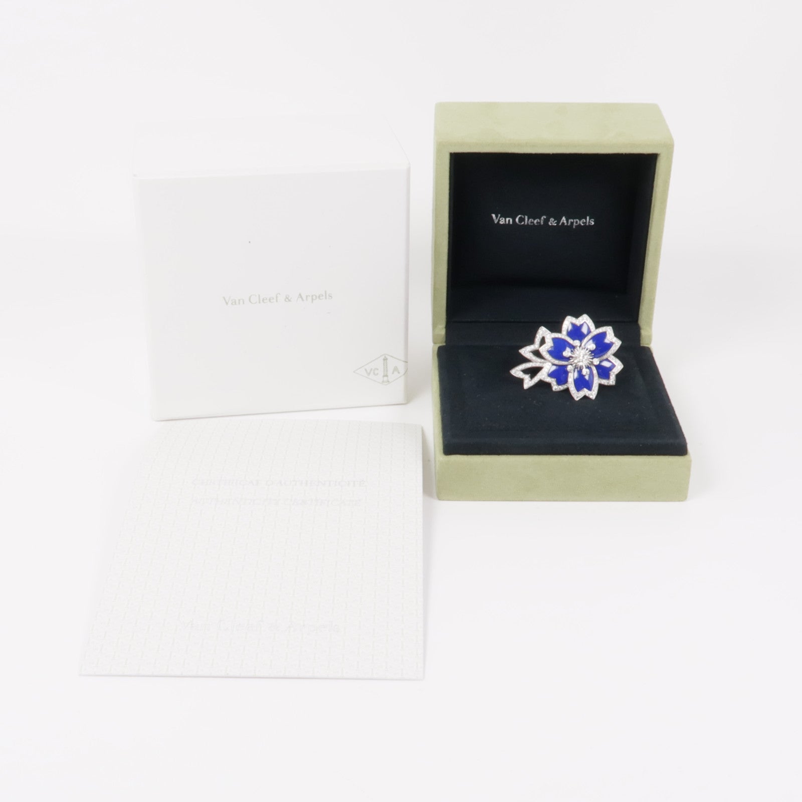 Van Cleef & Arpels 18K白金Hellebore Ring青金石戒指US#5.75