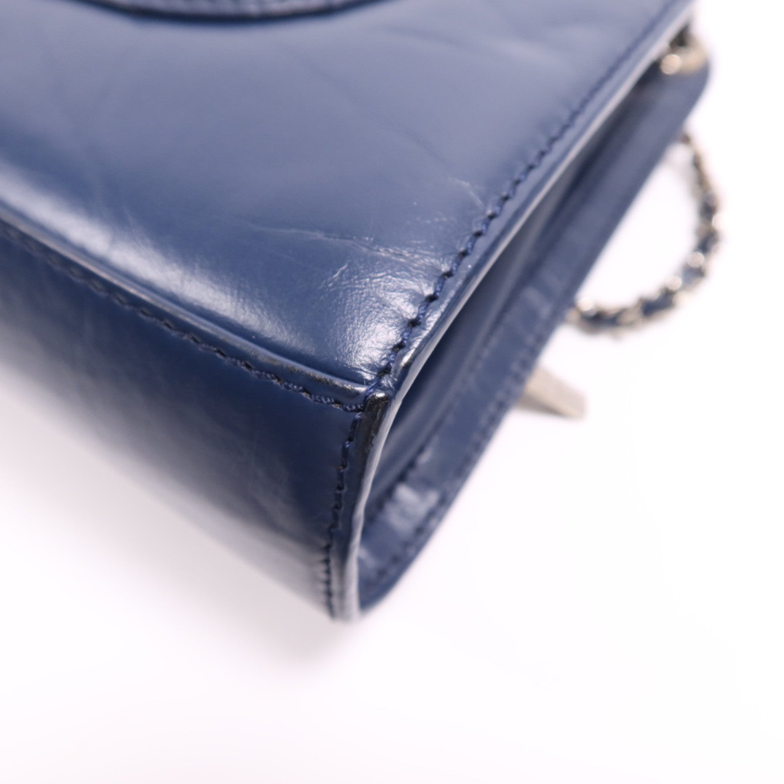 CHANEL 牛皮皮革Shoulder Bag銀扣鏈帶肩背袋