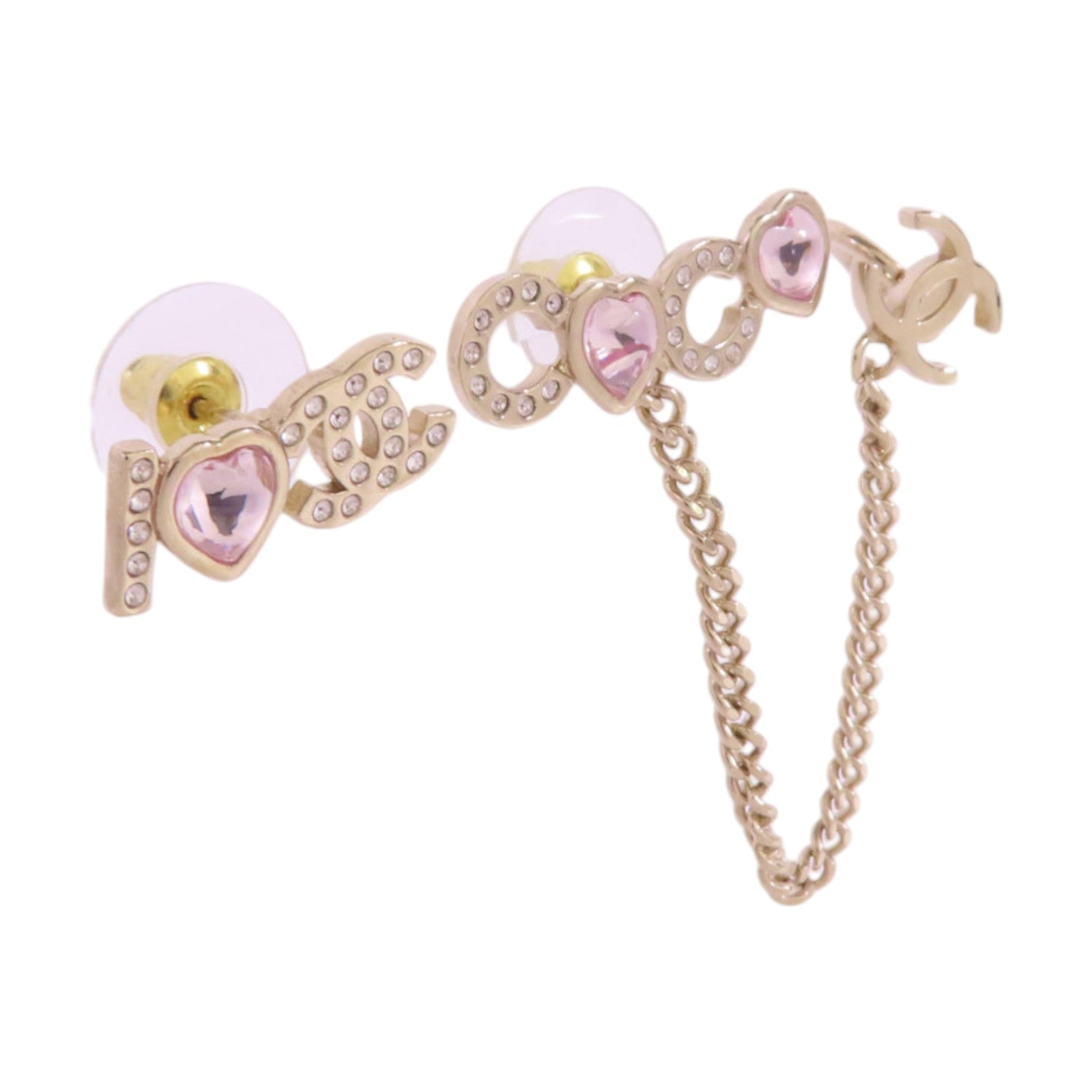 CHANEL 金屬/水鑽I Love Coco Earrings金扣耳環