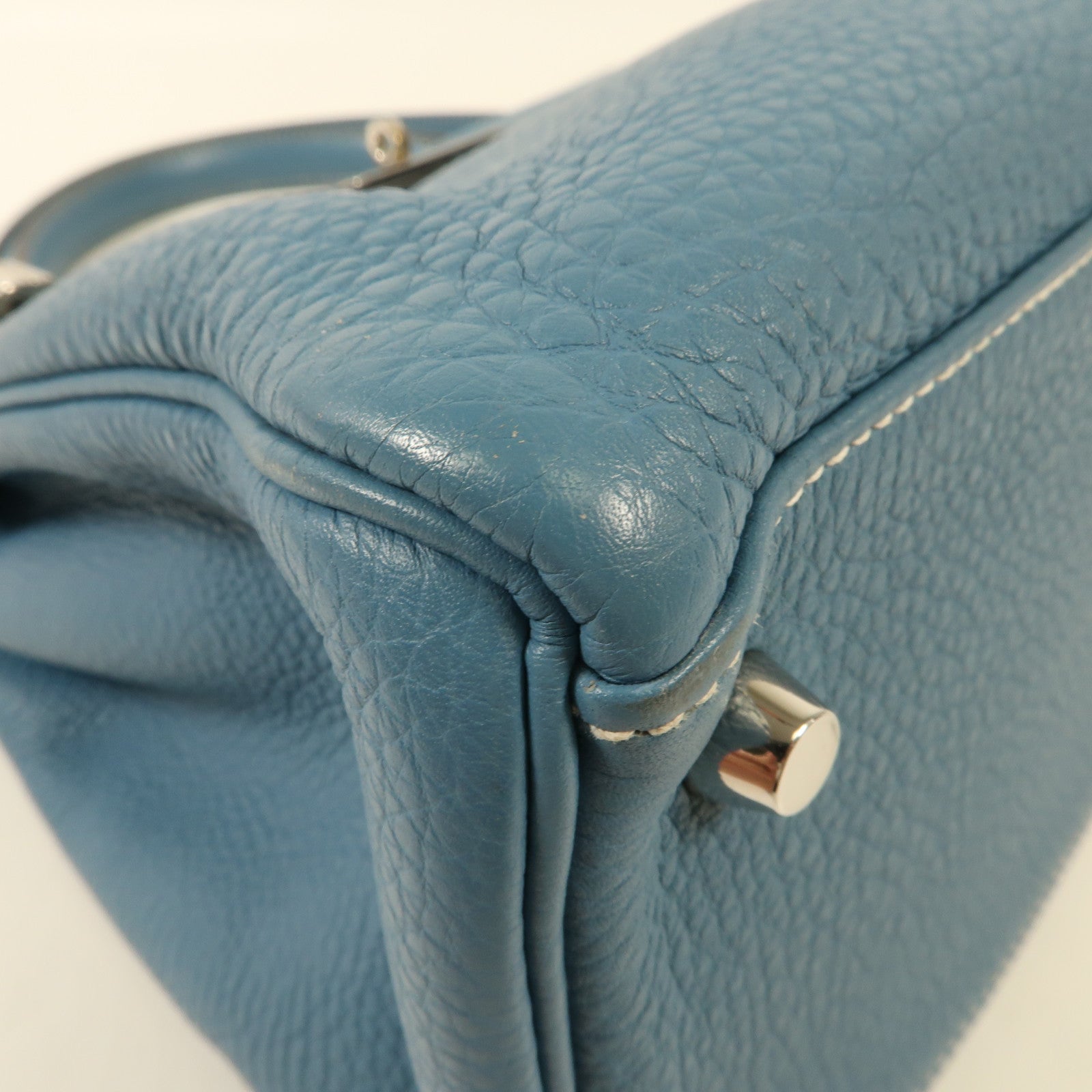 HERMES Togo皮革Kelly 32銀扣手挽肩背兩用袋Blue Jean