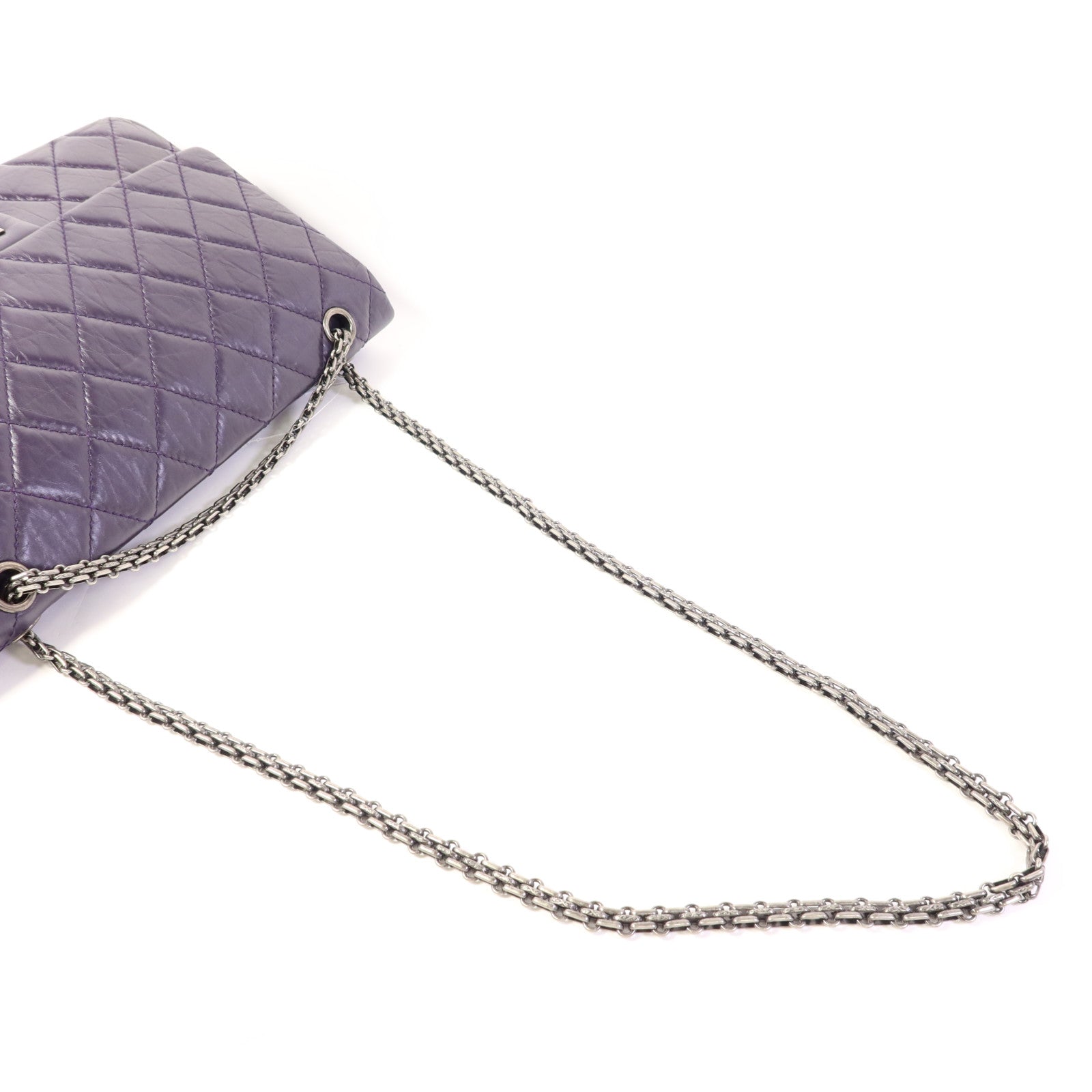 CHANEL 【激減優惠】牛皮皮革2.55 Jumbo銀扣鏈帶肩背袋
