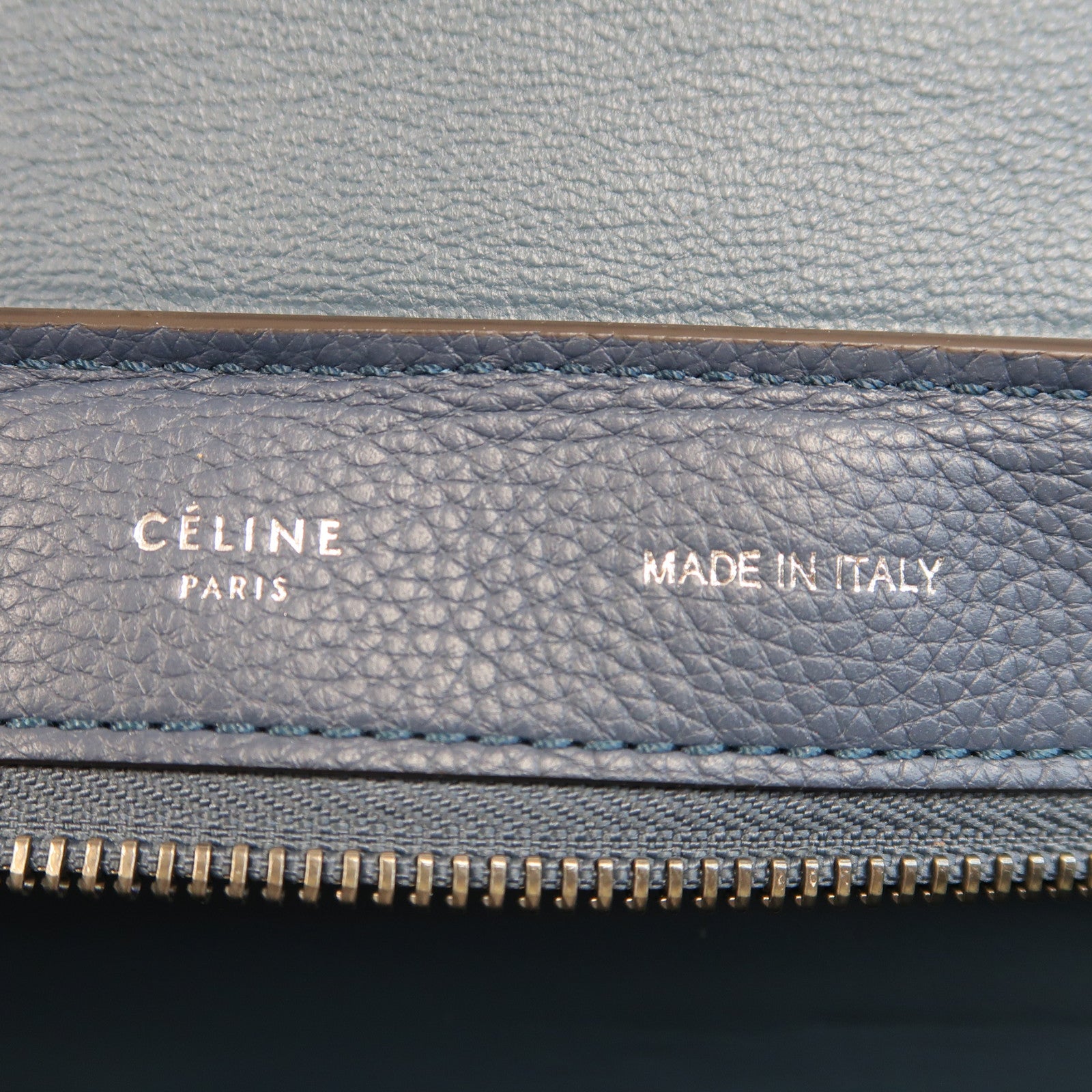 CELINE 牛皮皮革/麂皮皮革Trapeze銀扣手挽肩背兩用袋藍色