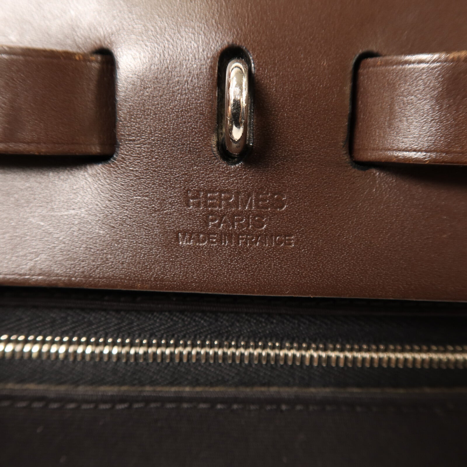 HERMES 帆布Herbag PM銀扣手挽肩背兩用袋Noir