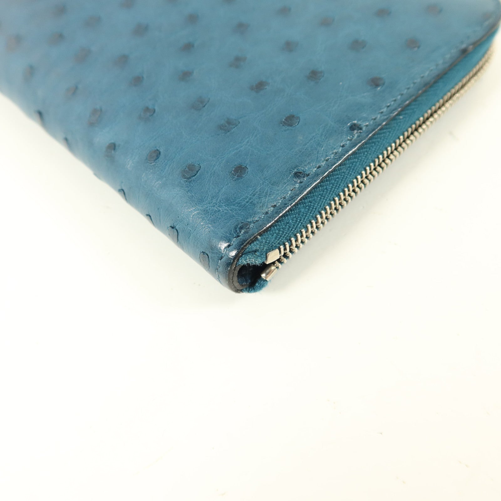 HERMES Ostrich皮革Azap Wallet長錢包Cobalt