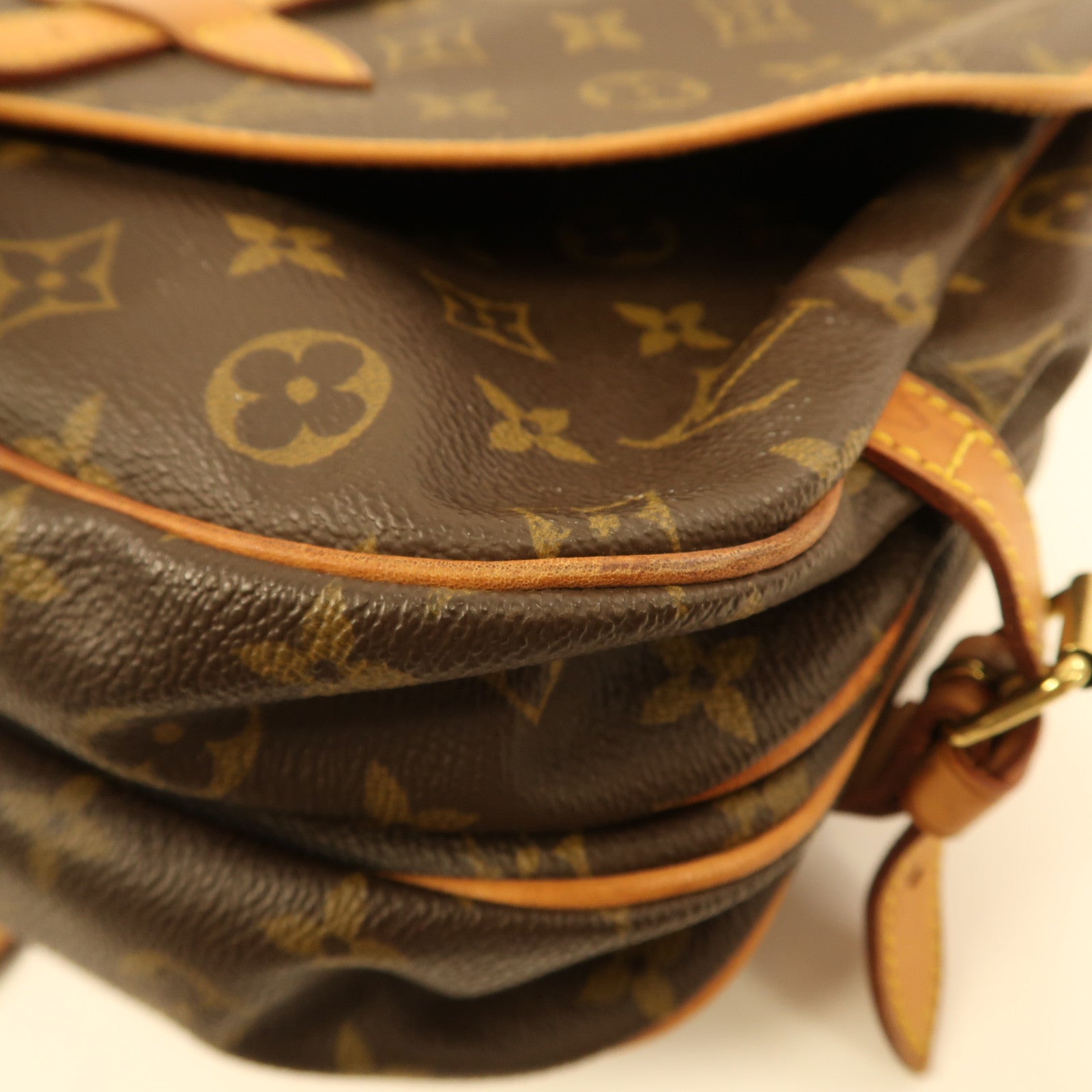 LOUIS VUITTON Monogram Saumur 30金扣肩背袋啡色